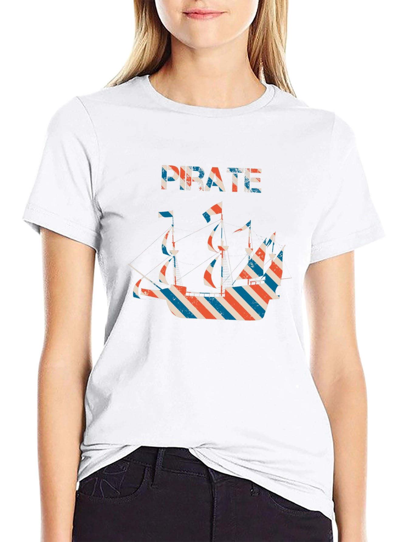 Pirate Ship Graphic Black T-Shirt