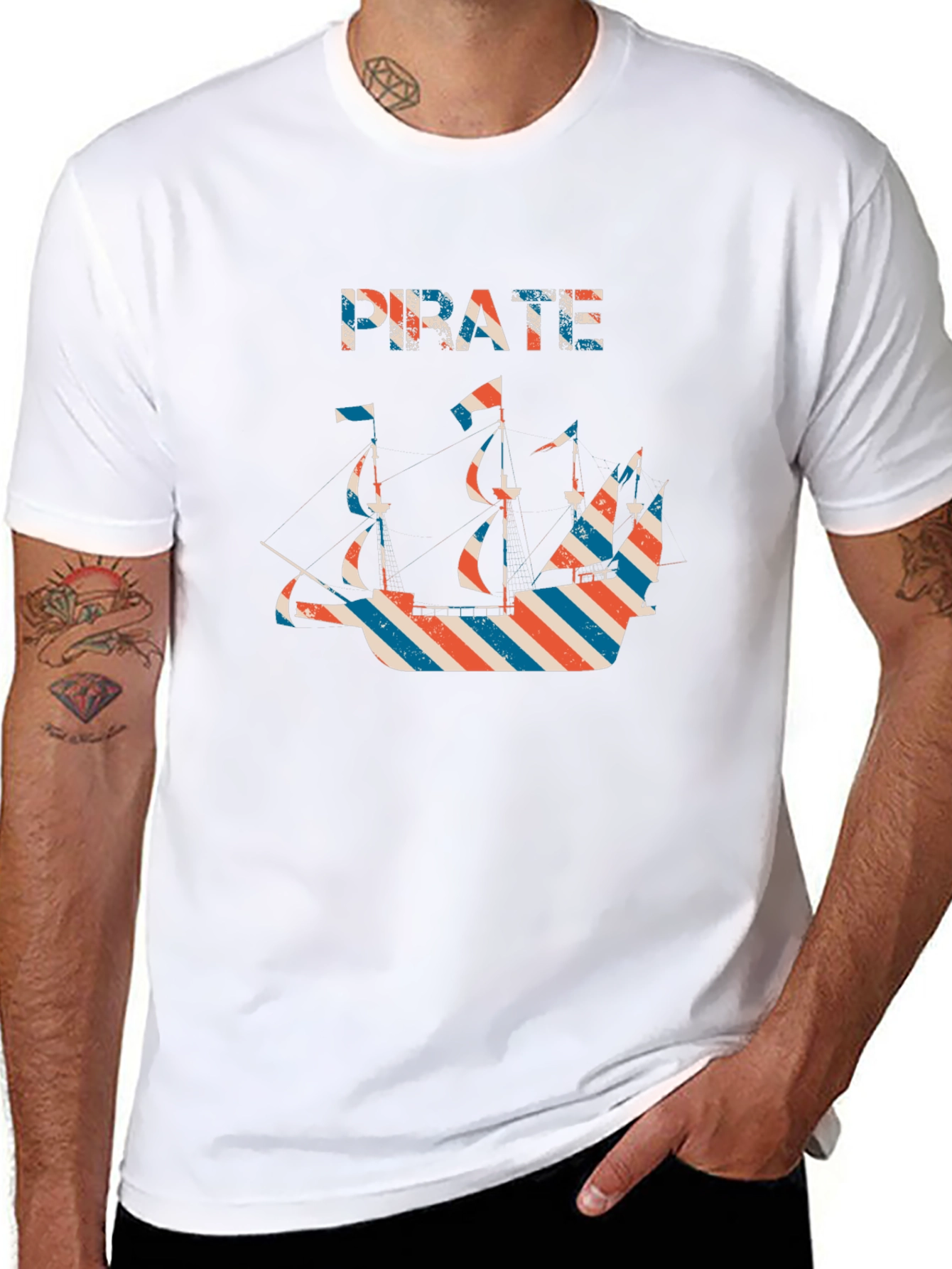 Pirate Ship Graphic Black T-Shirt