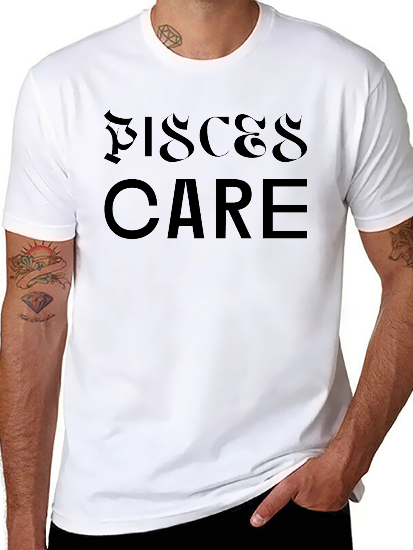 Pisces Care Black Graphic T-Shirt