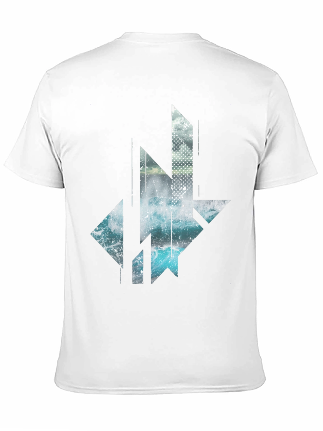 Abstract Geometric Wave T-Shirt - Black