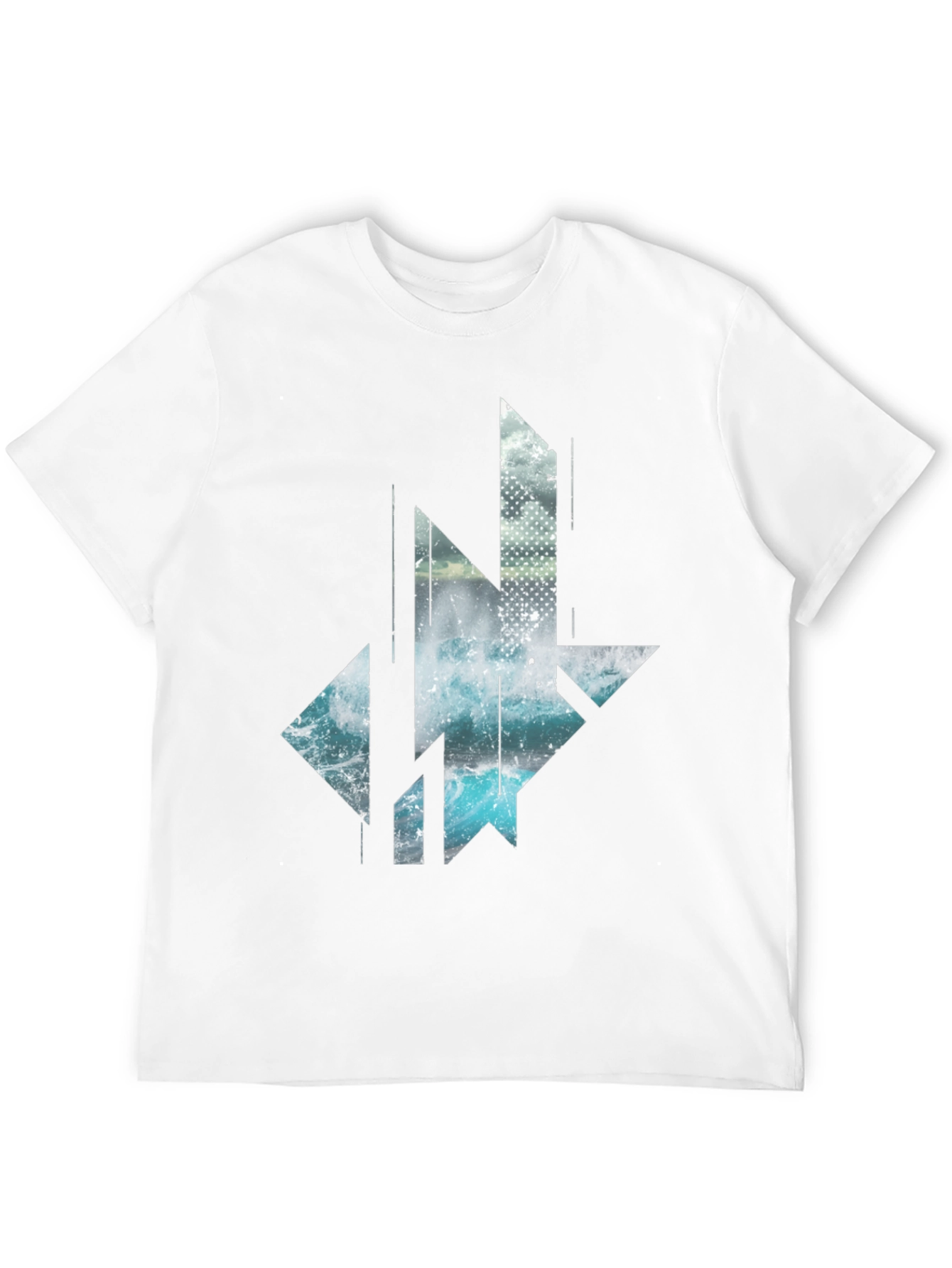 Abstract Geometric Wave T-Shirt - Black