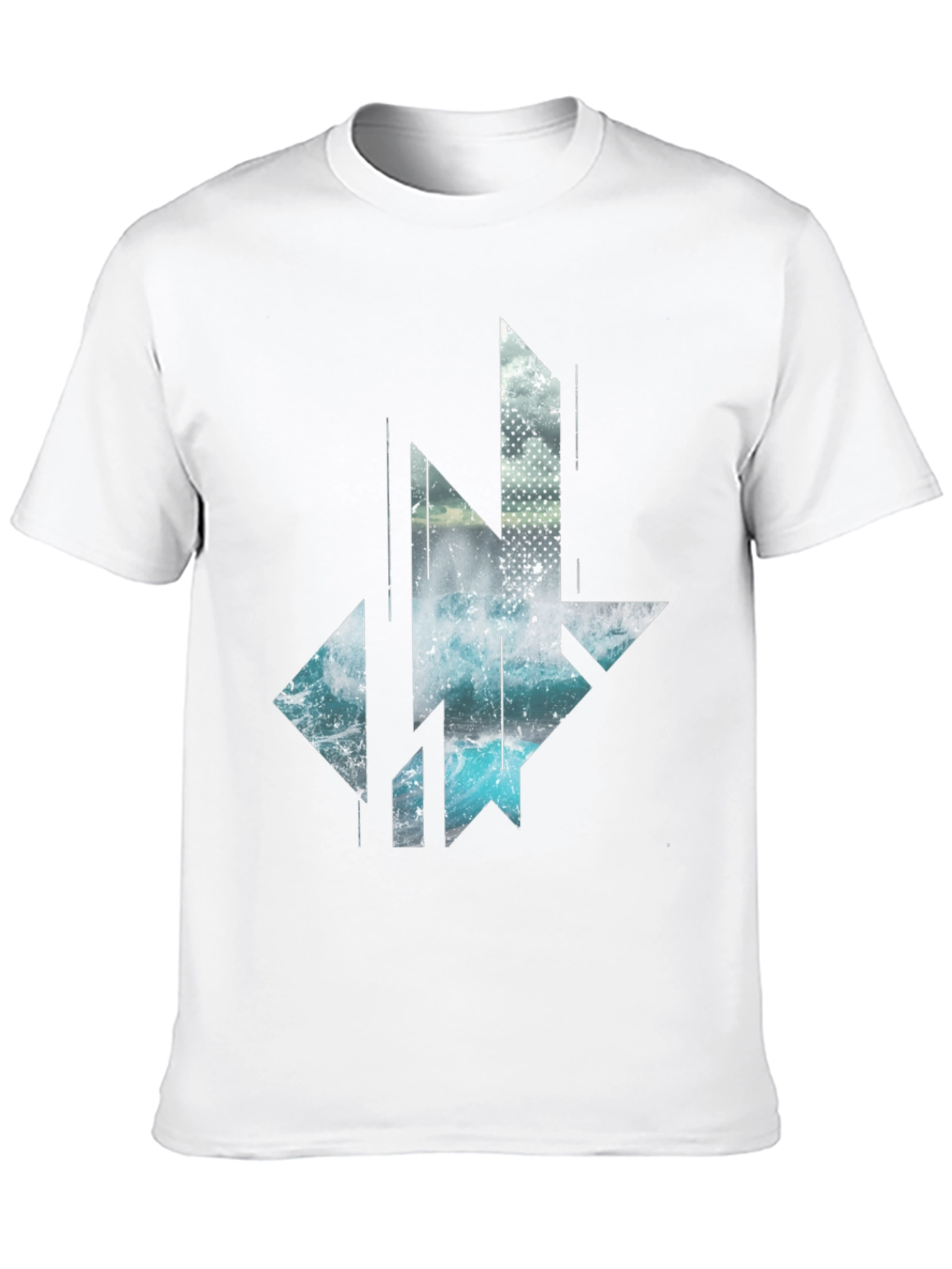 Abstract Geometric Wave T-Shirt - Black