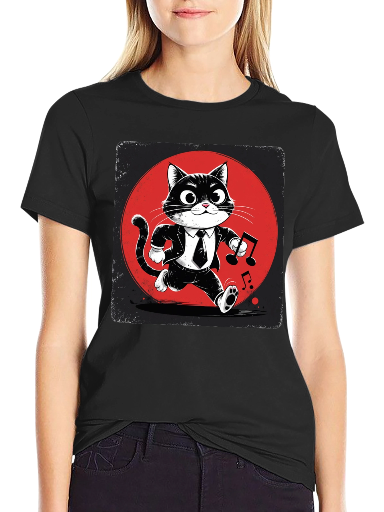 Cool Cat in Suit Graphic T-Shirt