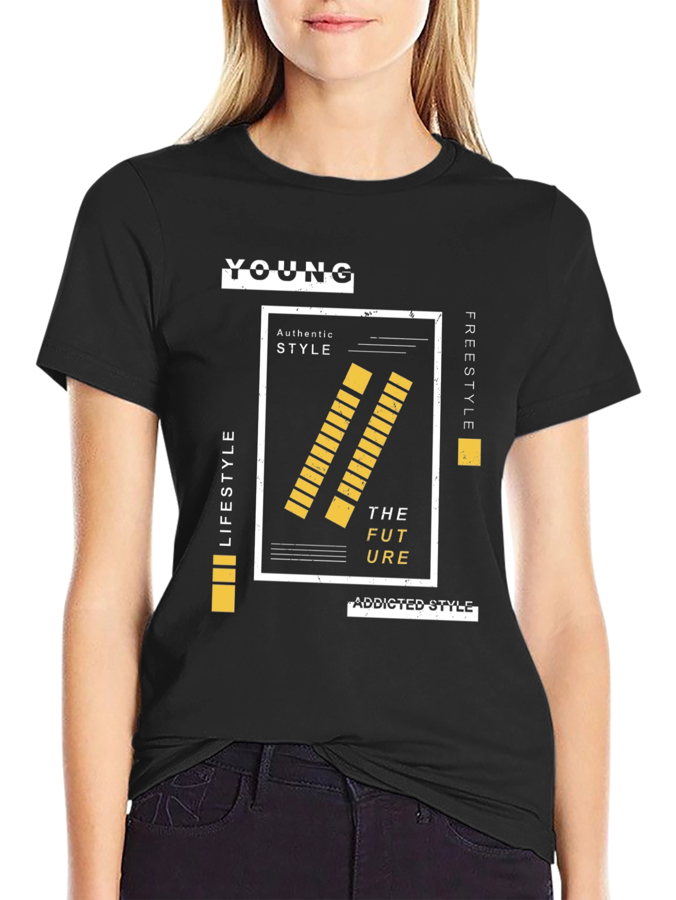 Young Future Graphic Print Mens Black T-shirt
