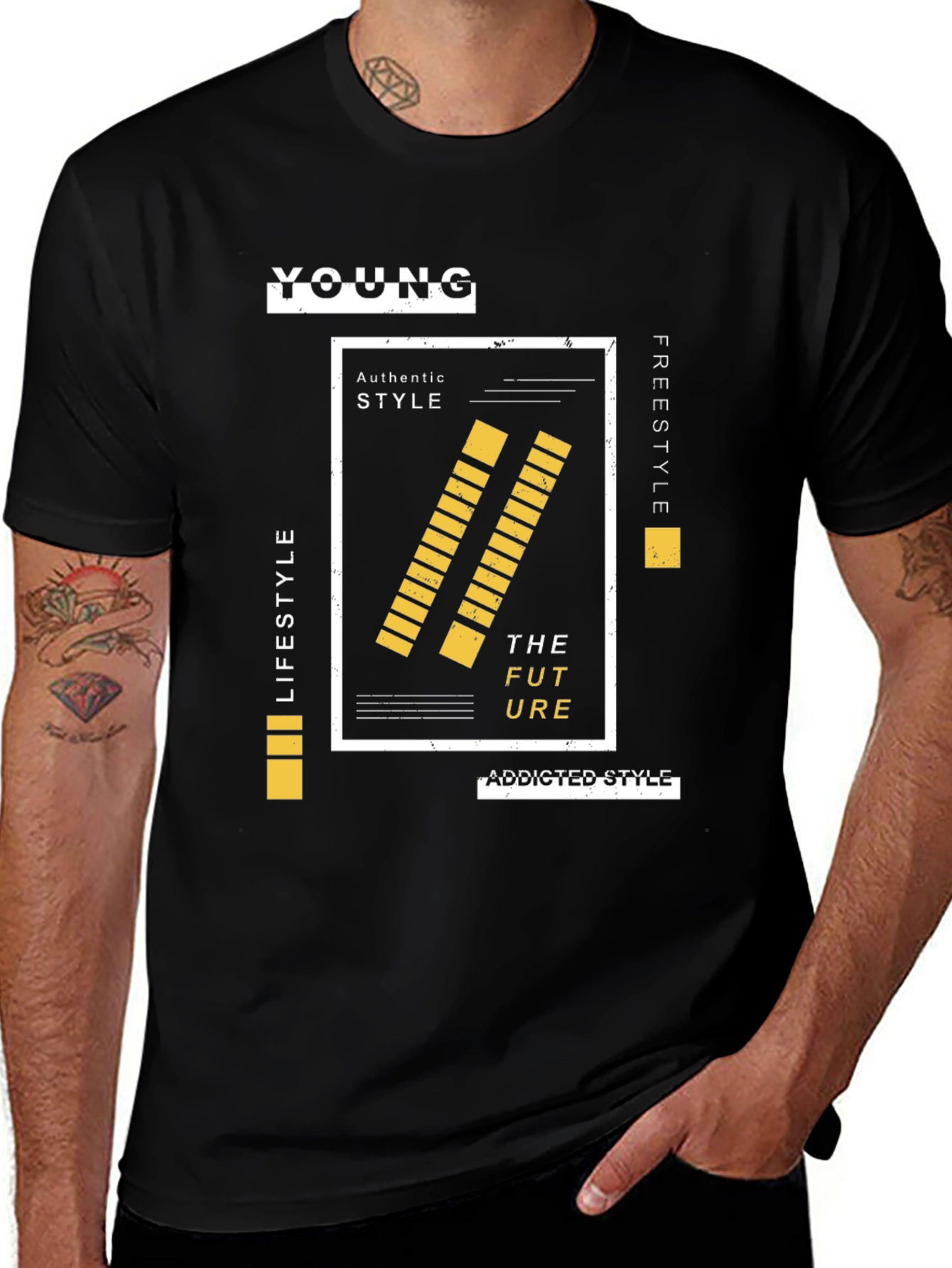 Young Future Graphic Print Mens Black T-shirt