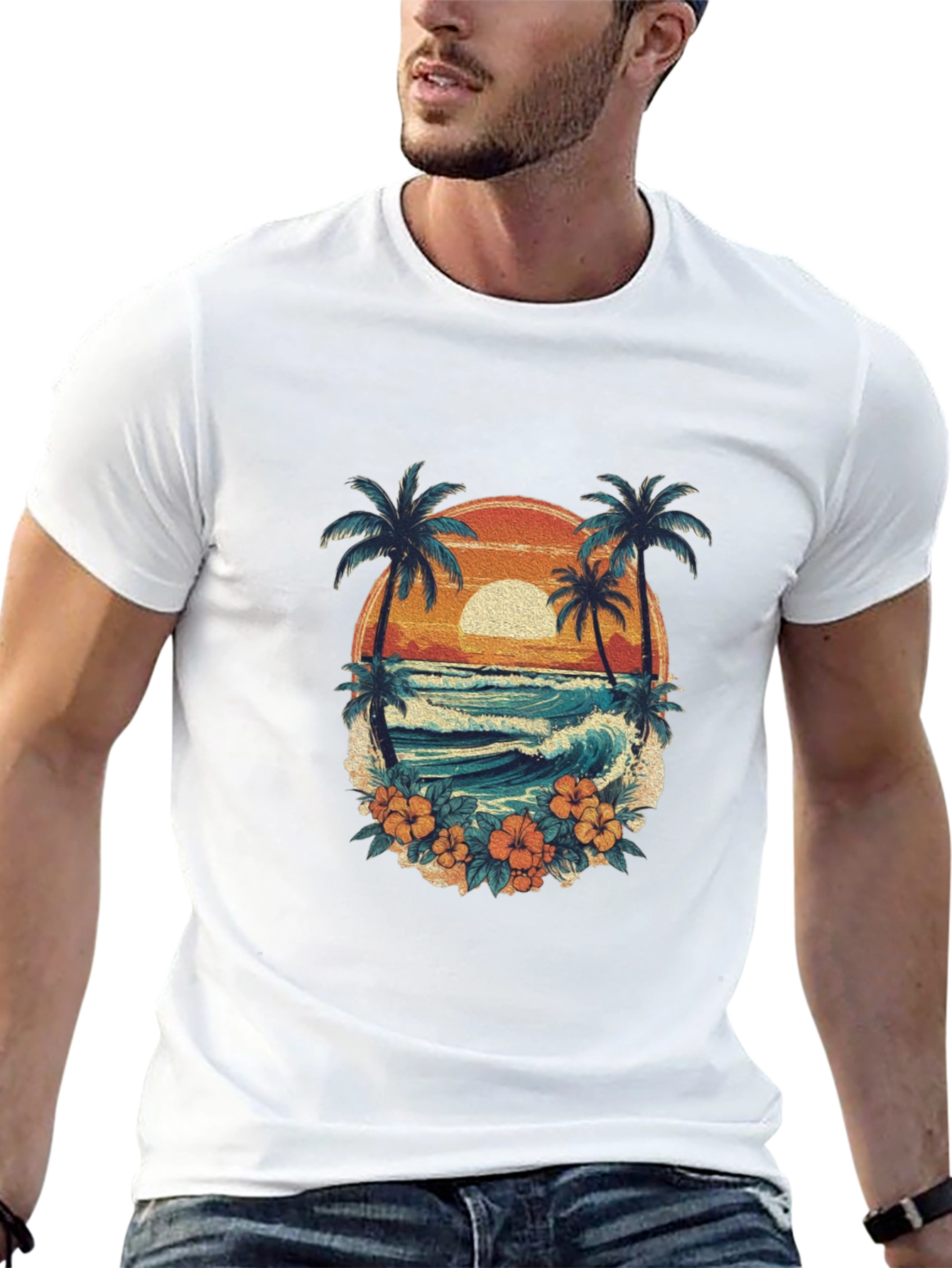 Retro Sunset Beach Graphic Tee