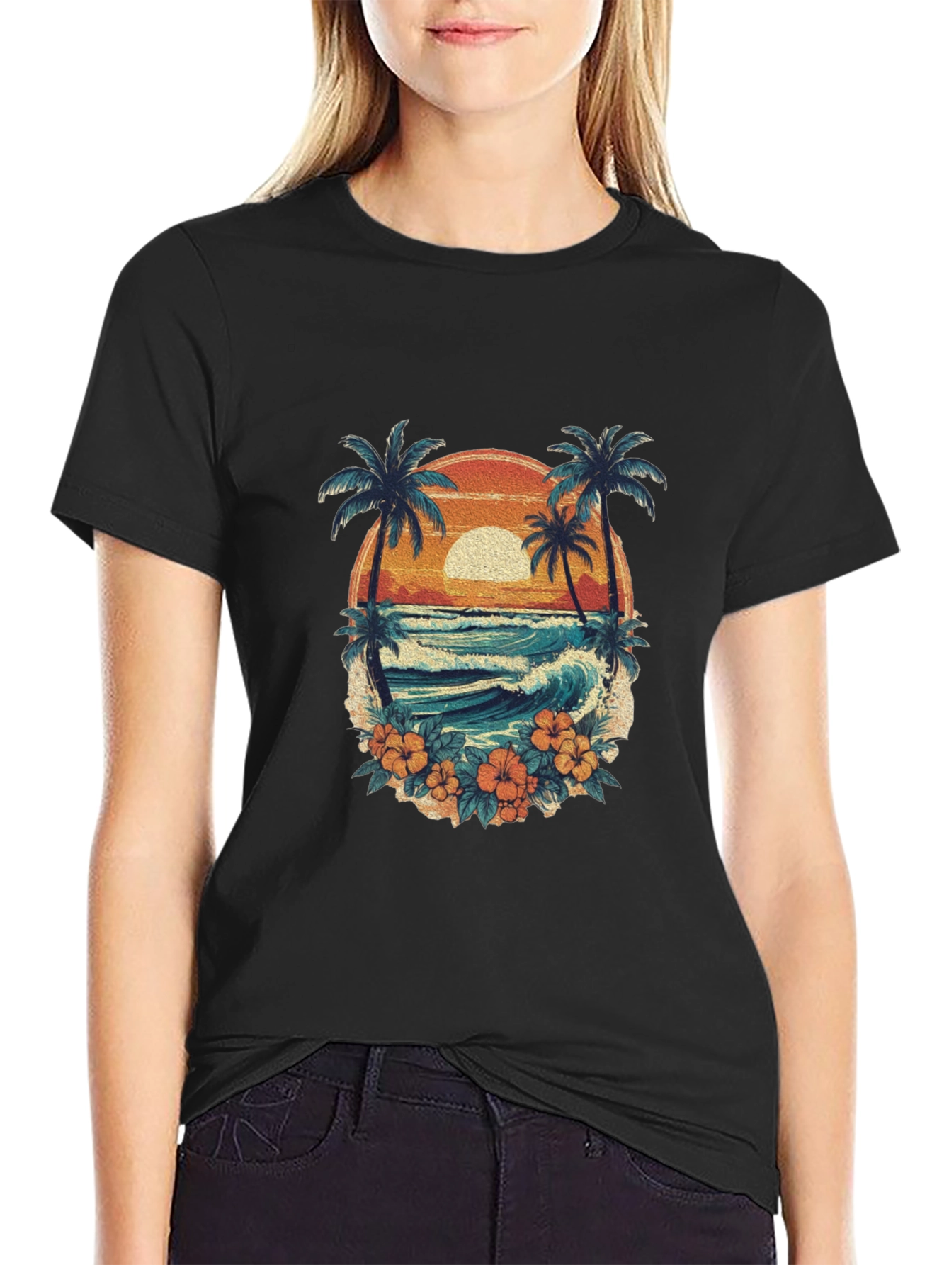 Retro Sunset Beach Graphic Tee