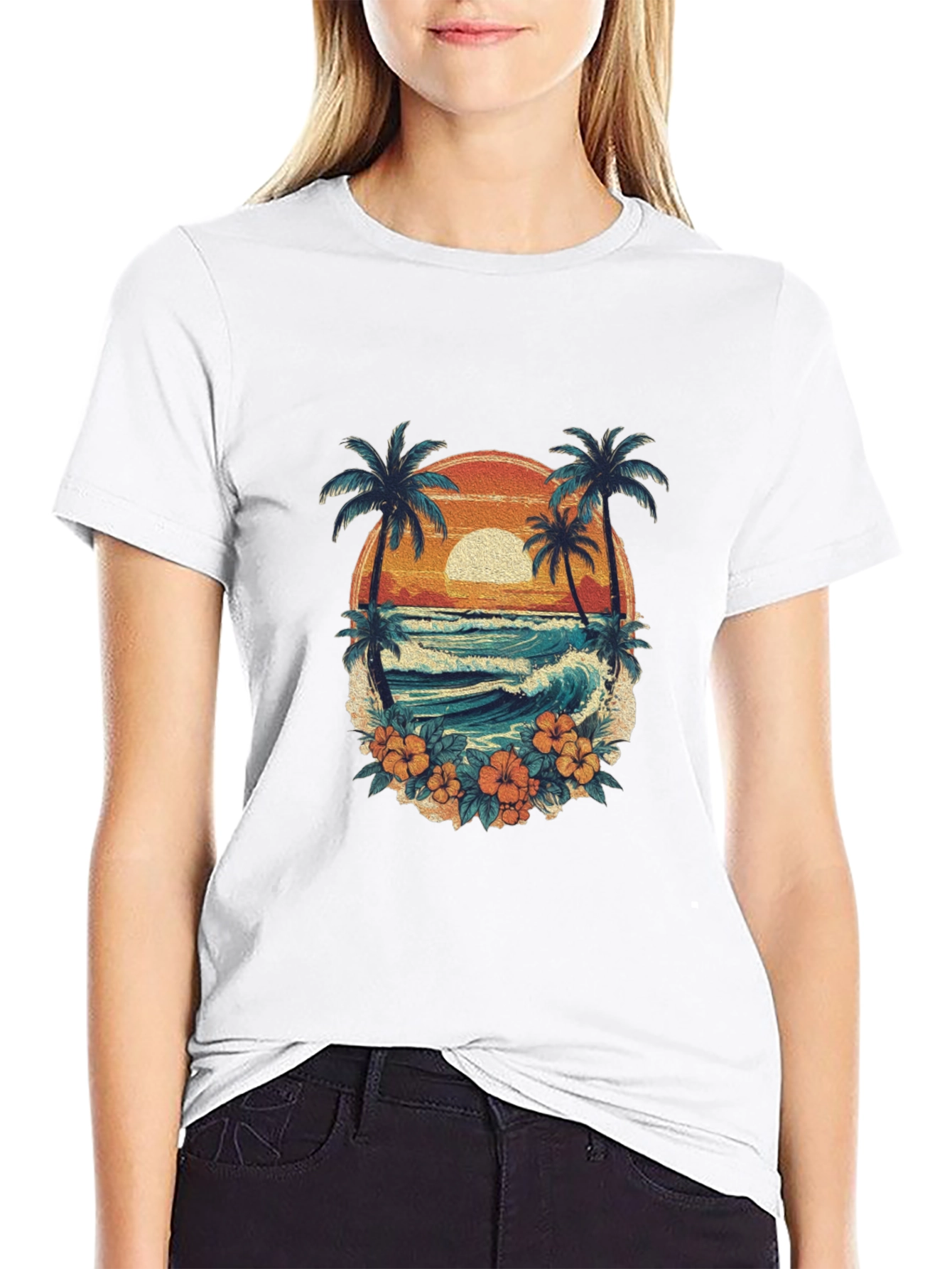 Retro Sunset Beach Graphic Tee