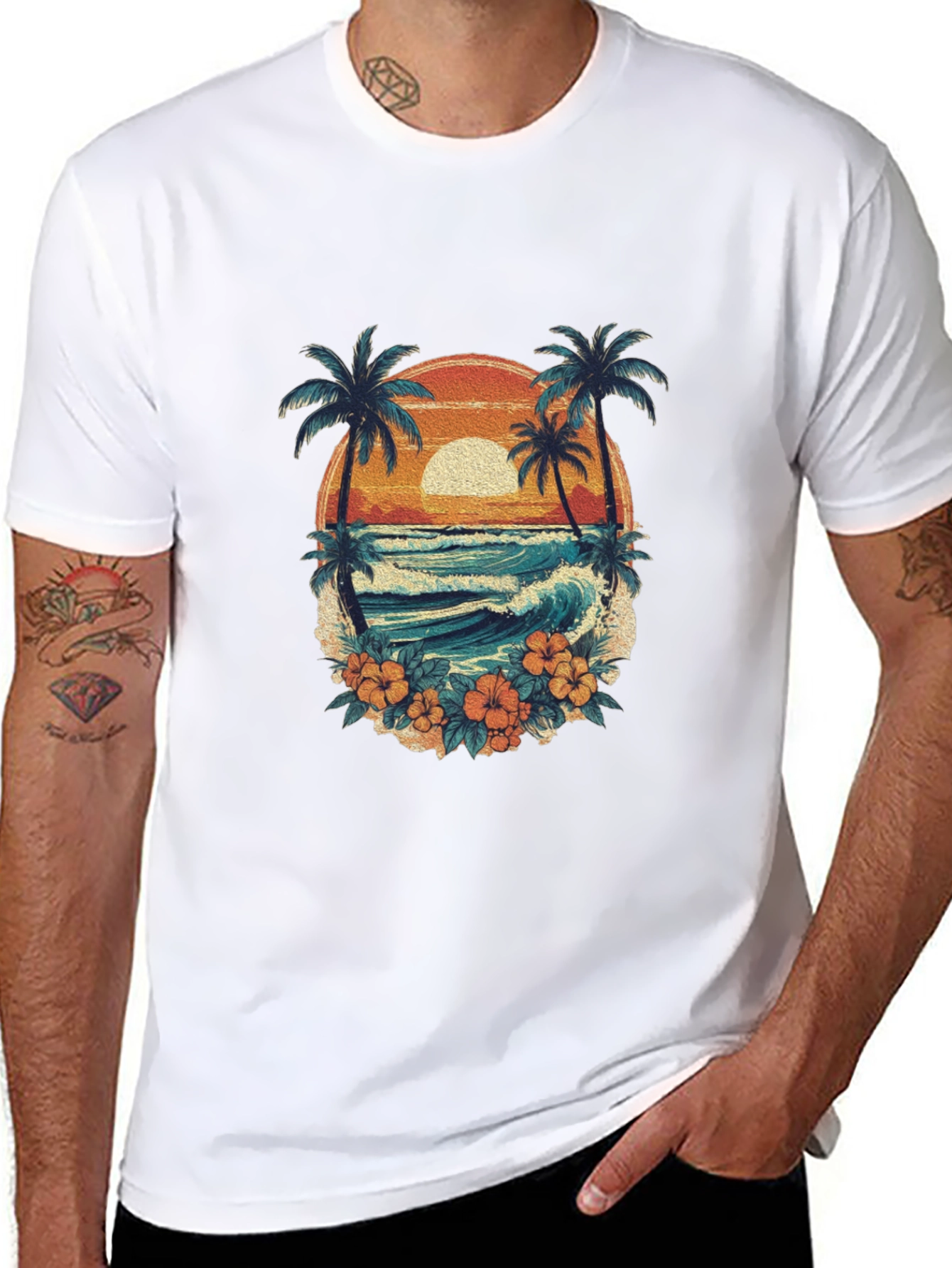 Retro Sunset Beach Graphic Tee