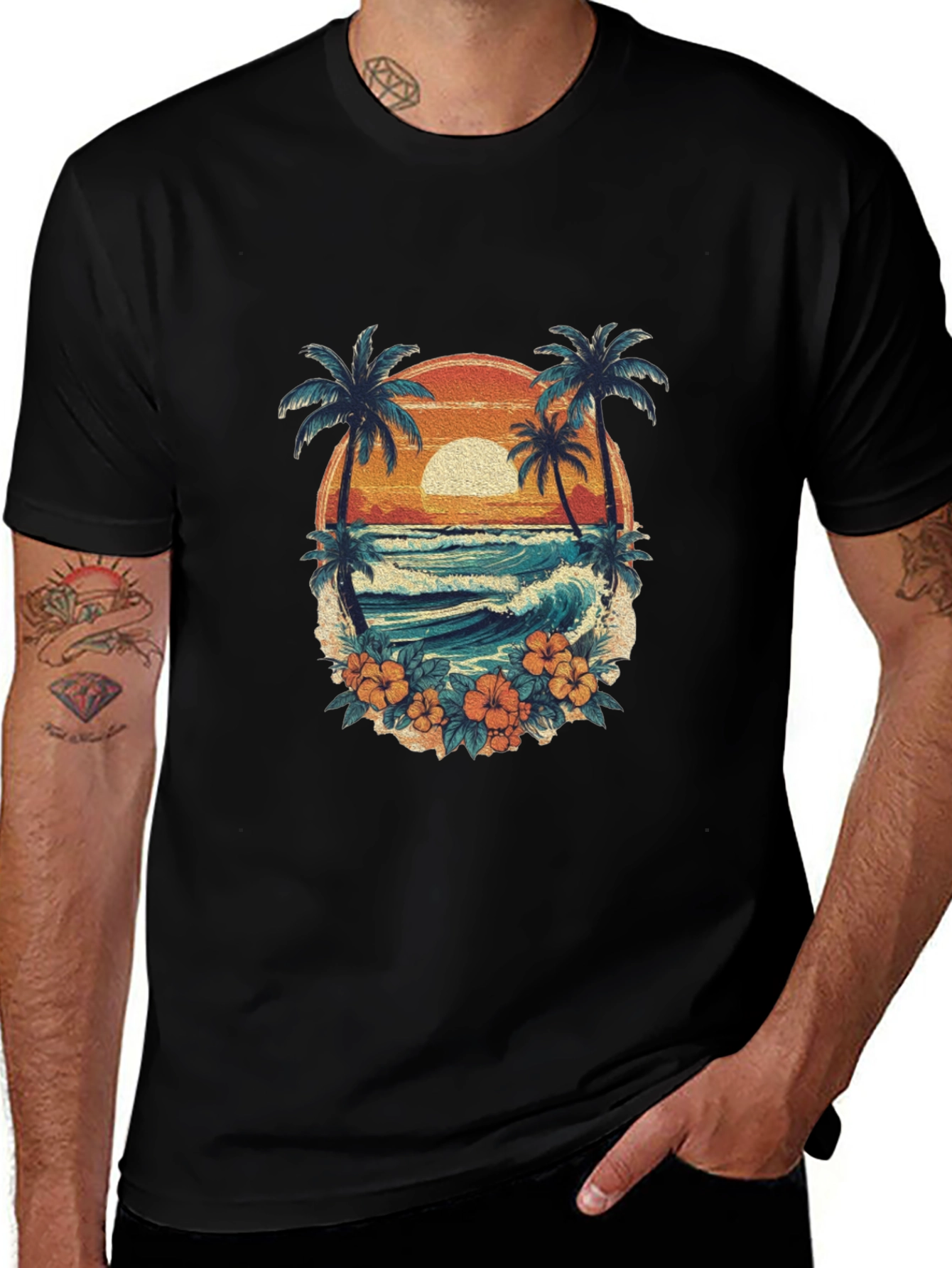 Retro Sunset Beach Graphic Tee