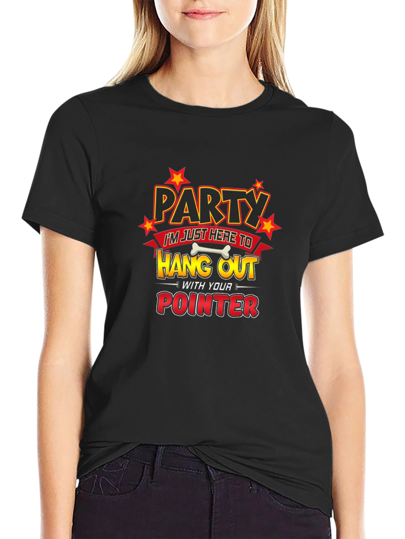 Party Pointer Dog Humor Graphic T-Shirt