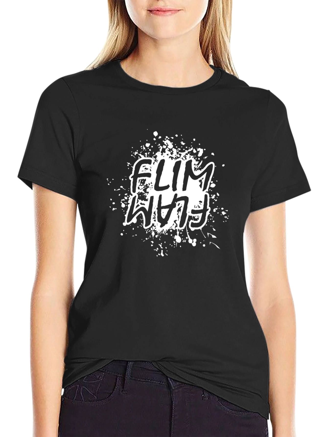 Flam Wifey Graphic Print Black T-Shirt