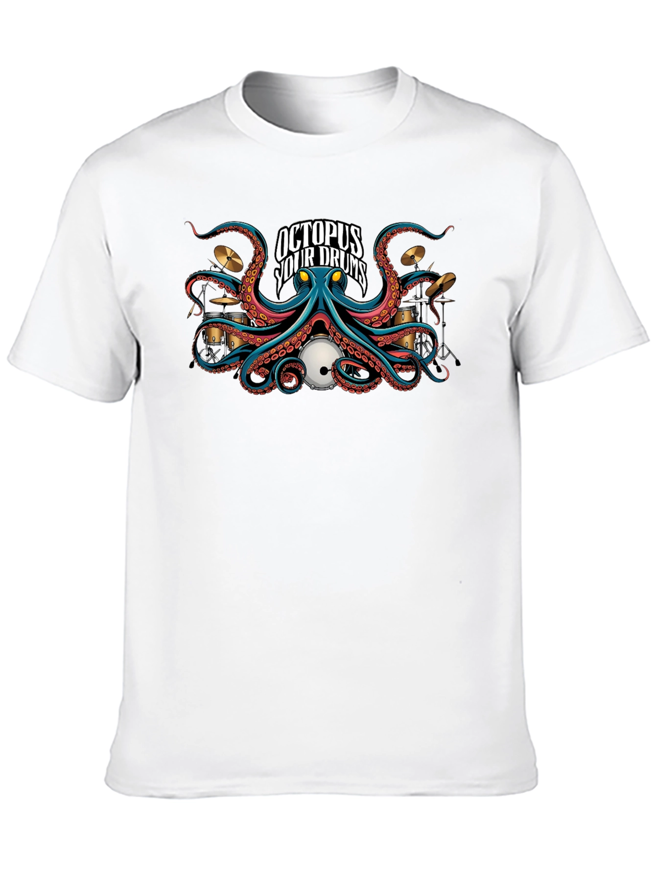 Octopus Your Drums Graphic Black T-Shirt
