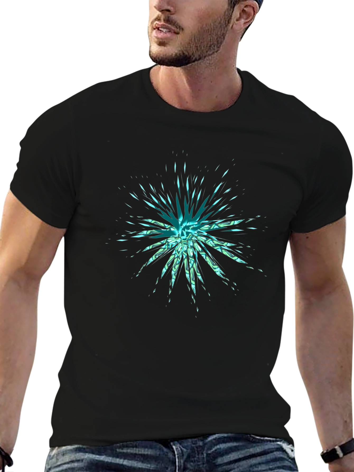 Abstract Burst Black T-Shirt