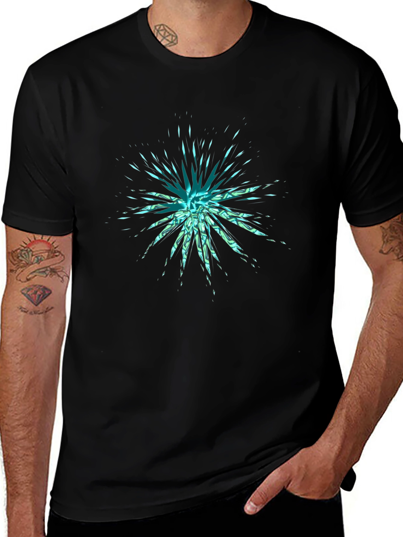 Abstract Burst Black T-Shirt