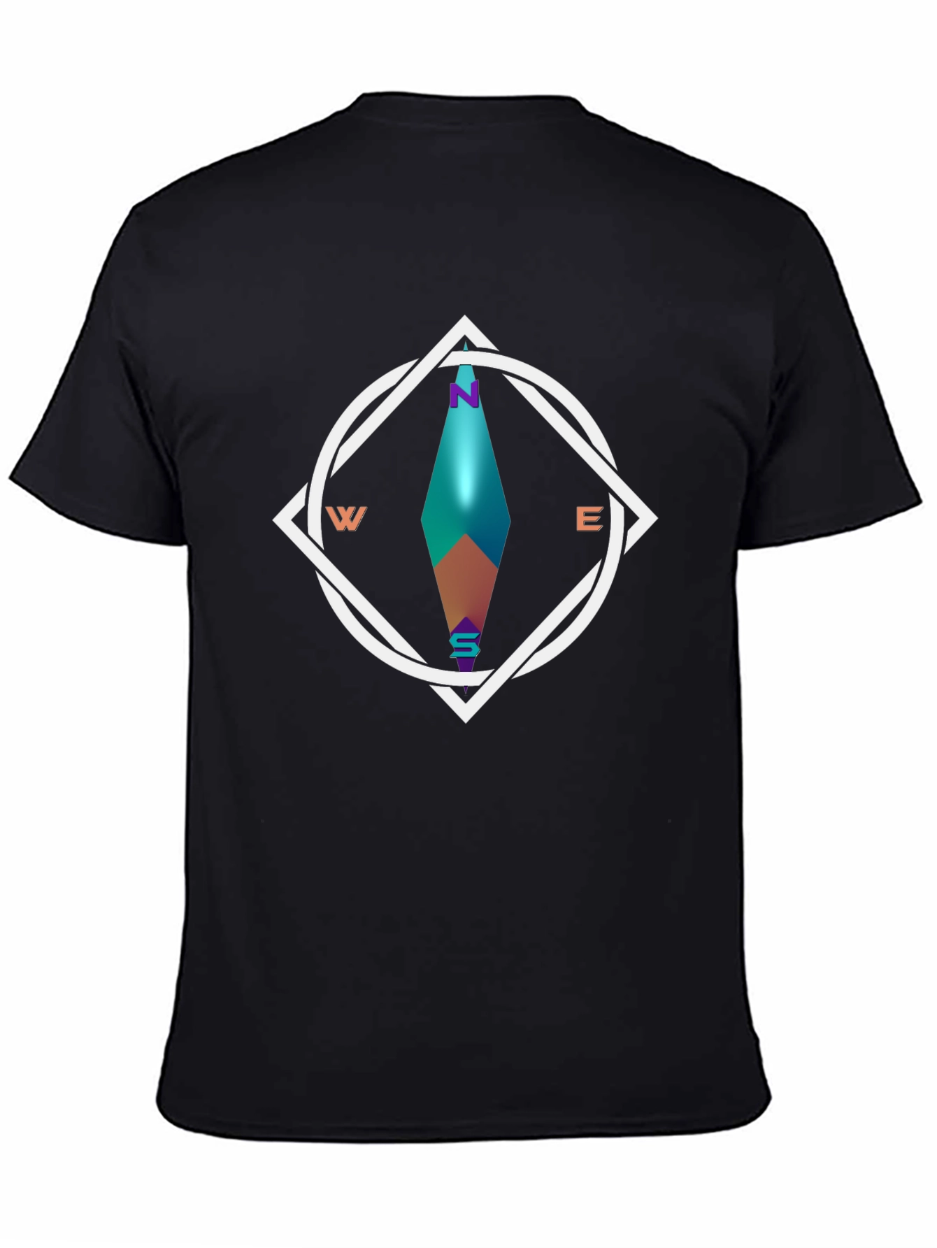 Geometric Compass Graphic Tee - Stylish Black T-Shirt