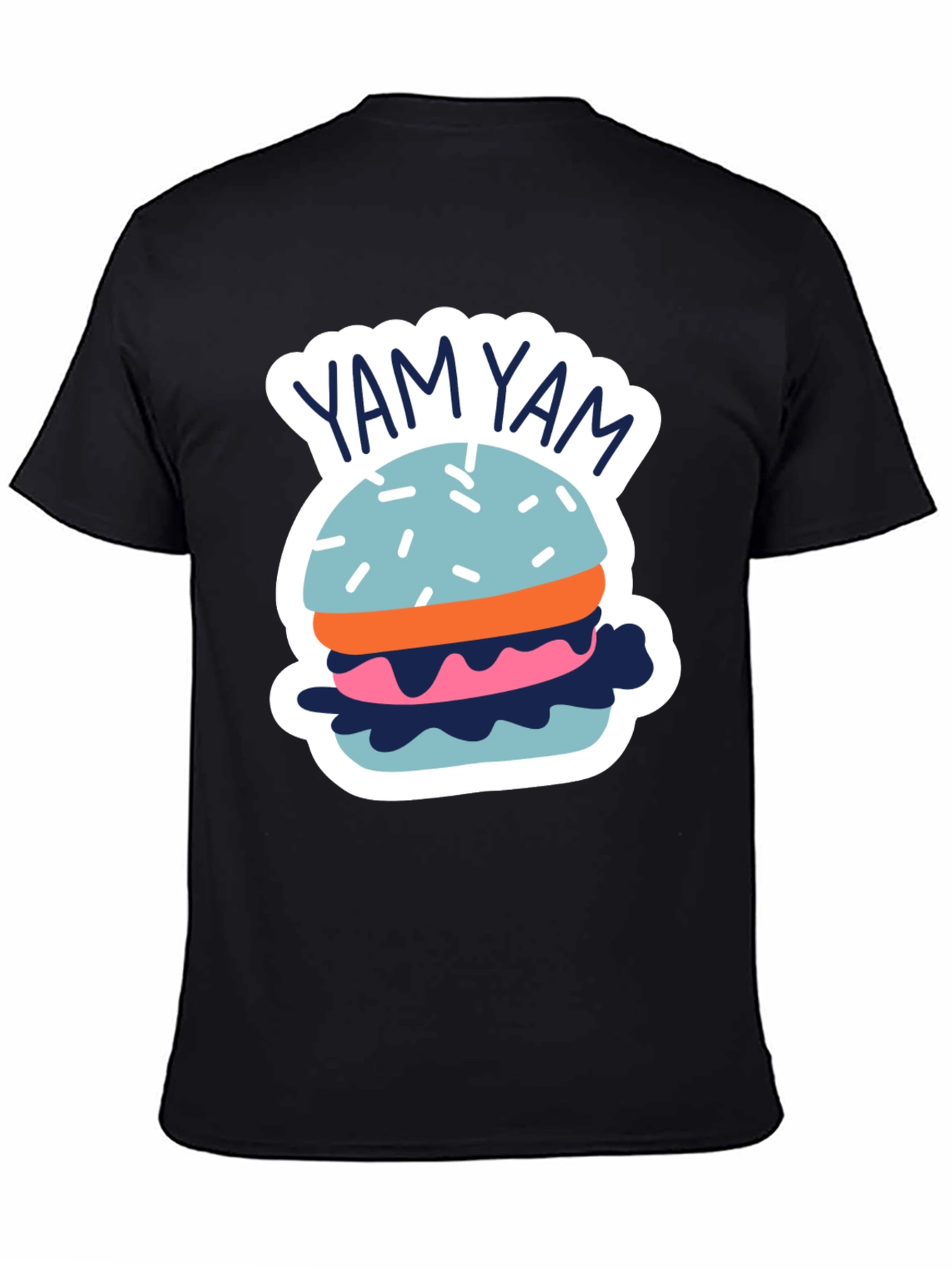 Yam Yam Burger Graphic Tee - Casual Black T-Shirt