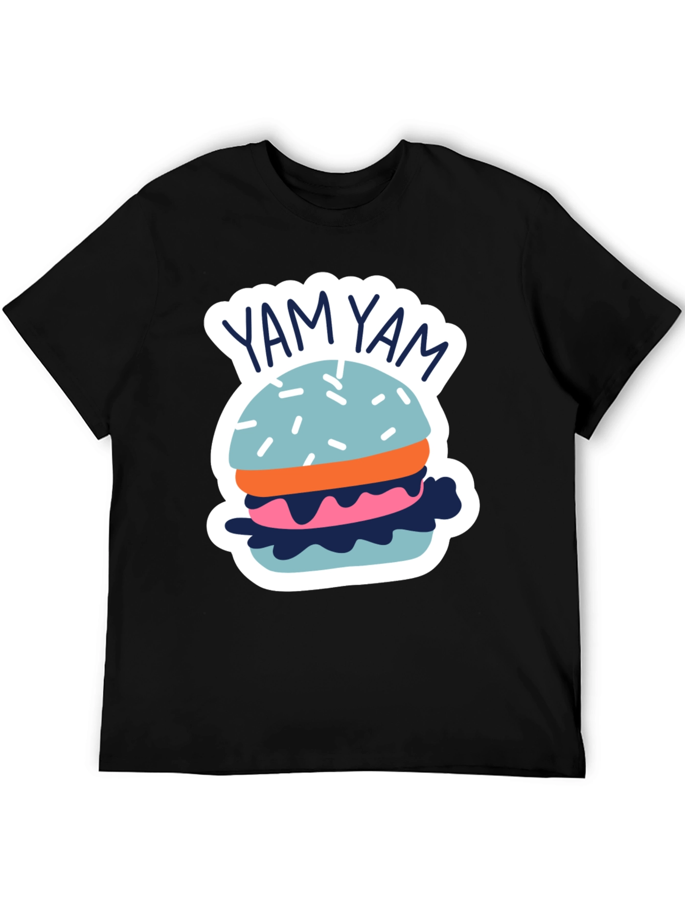 Yam Yam Burger Graphic Tee - Casual Black T-Shirt