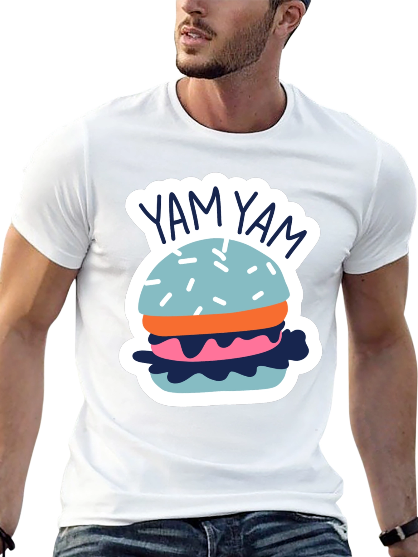 Yam Yam Burger Graphic Tee - Casual Black T-Shirt