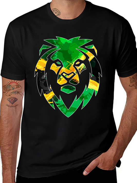 Rasta Lion Graphic Tee - Black Cotton Blend