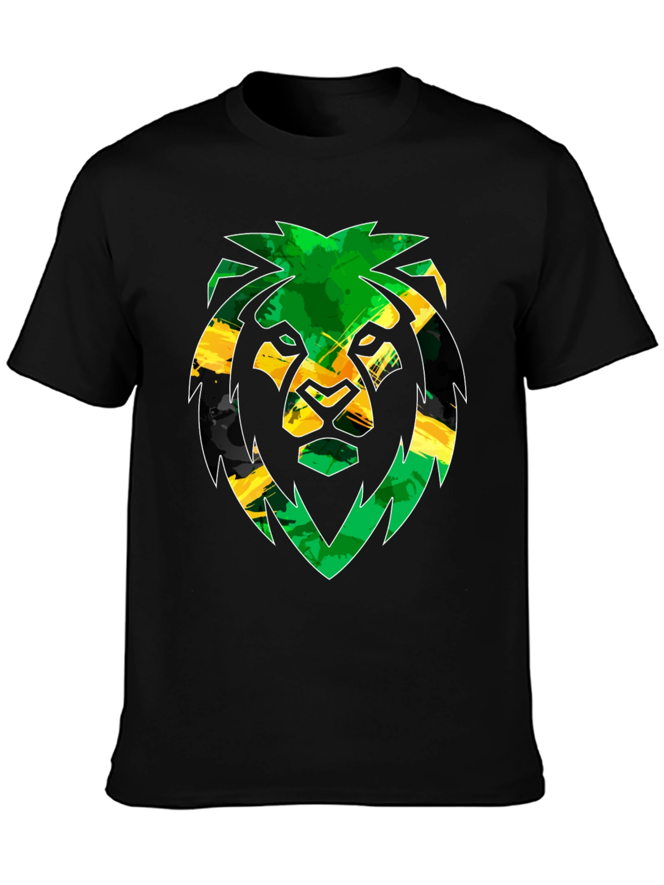 Rasta Lion Graphic Tee - Black Cotton Blend