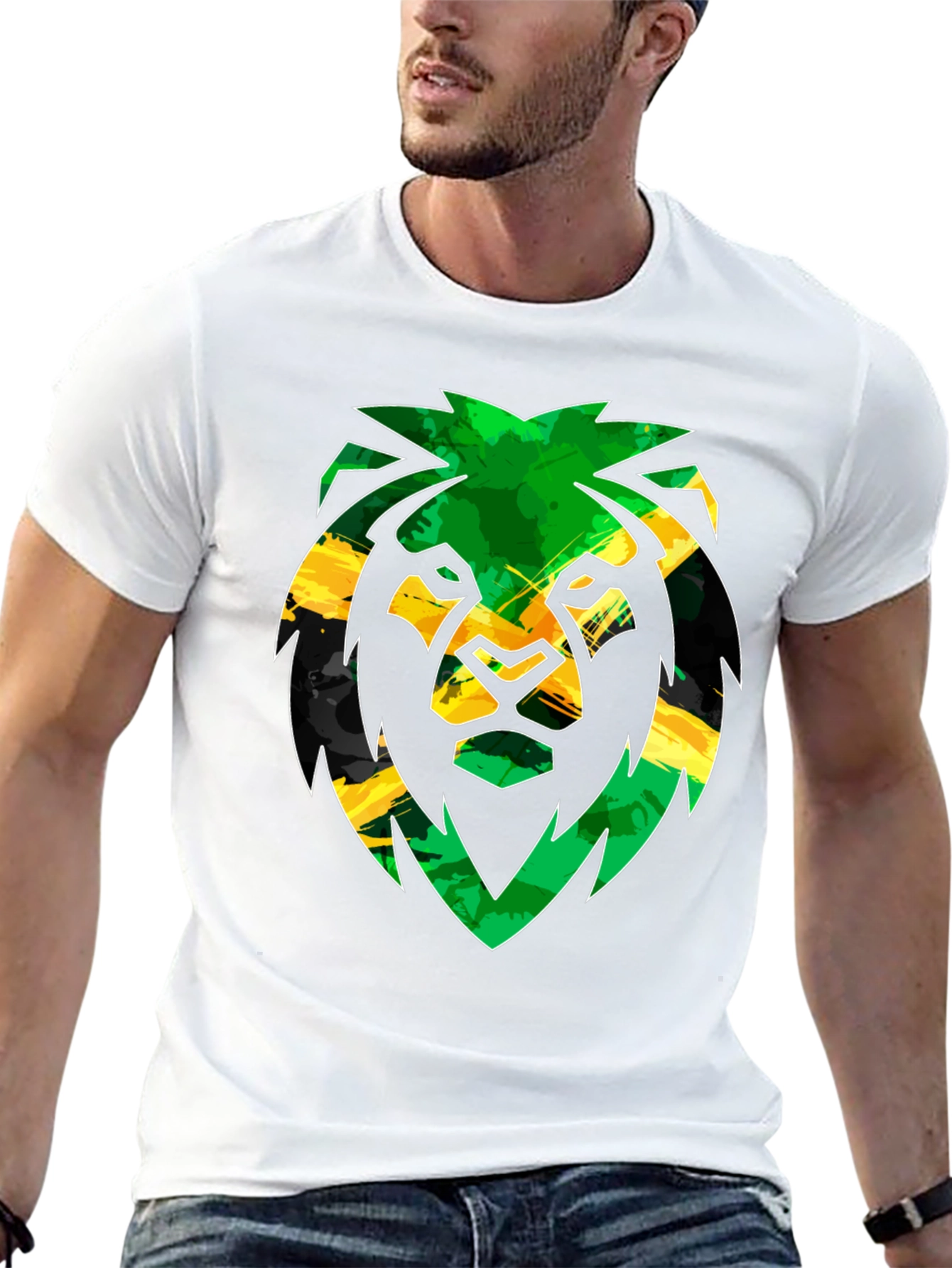 Rasta Lion Graphic Tee - Black Cotton Blend