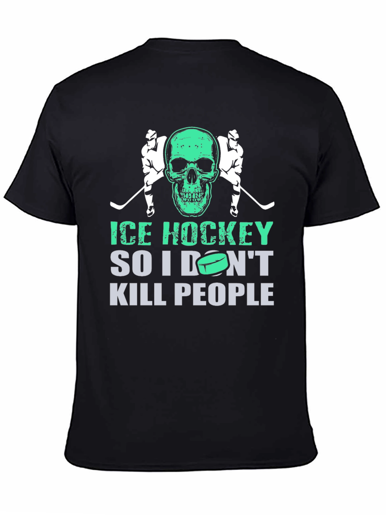 Ice Hockey Skull Graphic T-Shirt