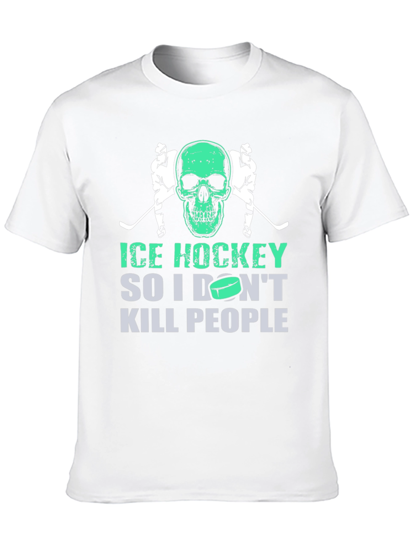 Ice Hockey Skull Graphic T-Shirt