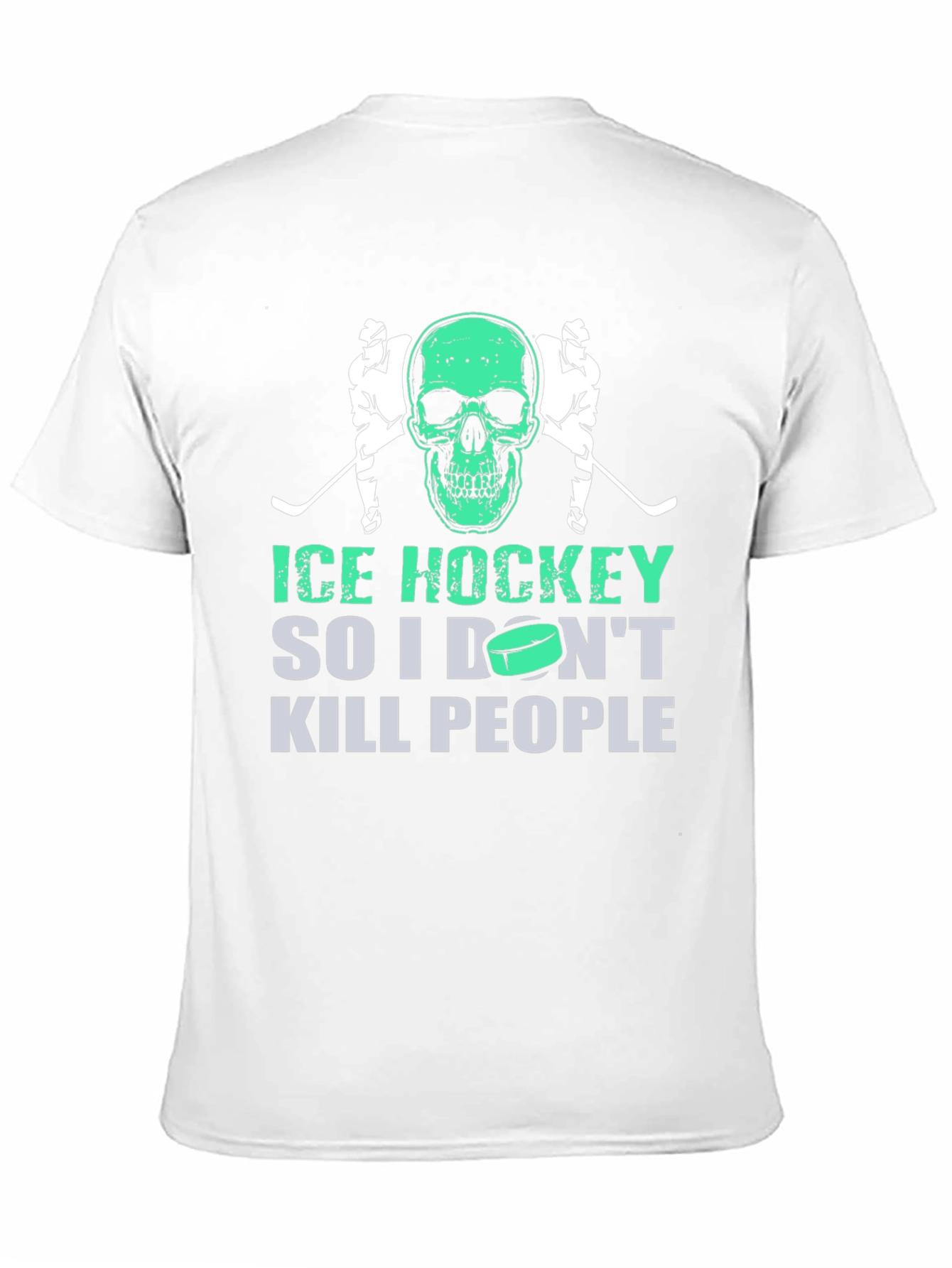 Ice Hockey Skull Graphic T-Shirt