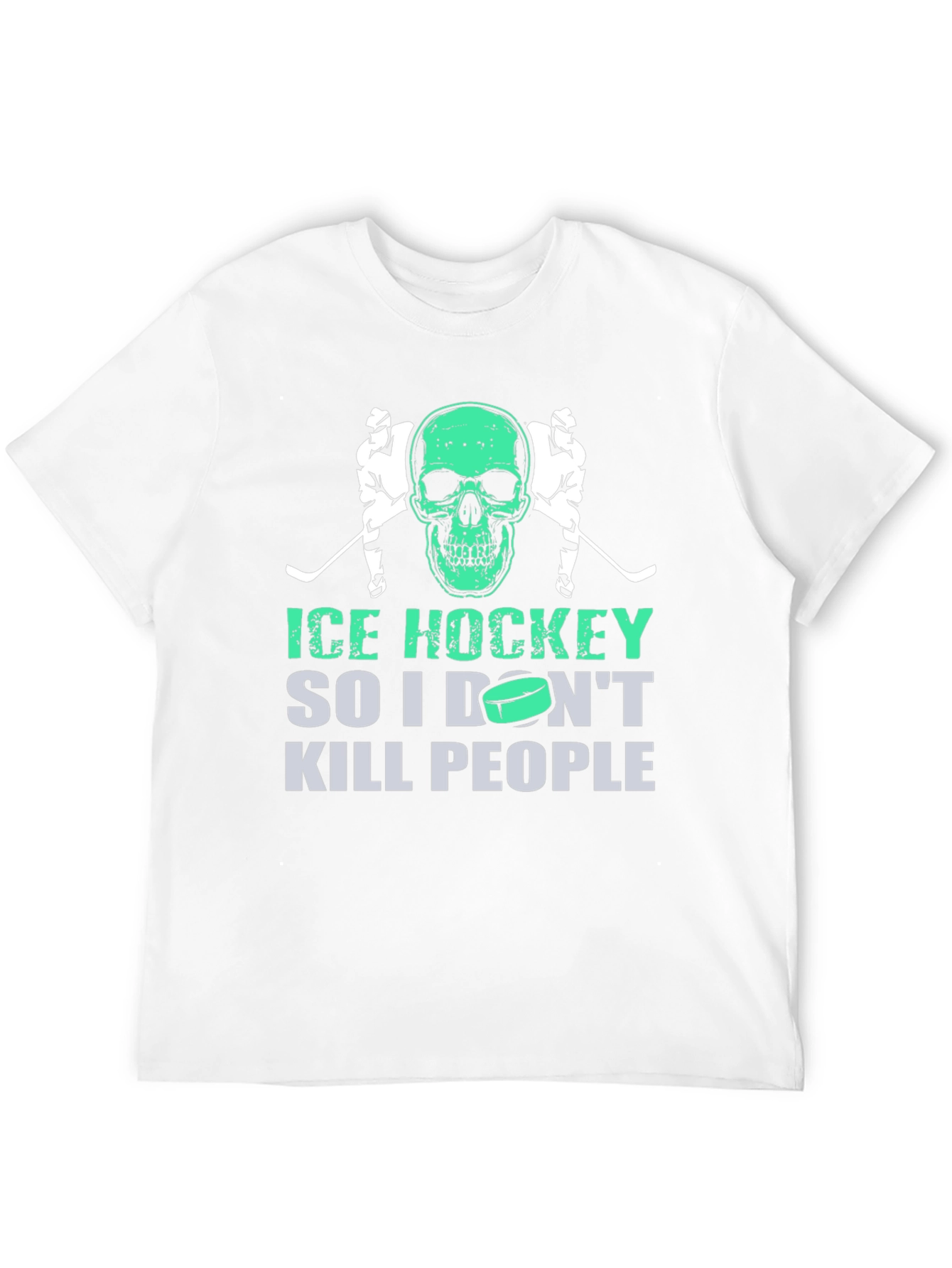 Ice Hockey Skull Graphic T-Shirt