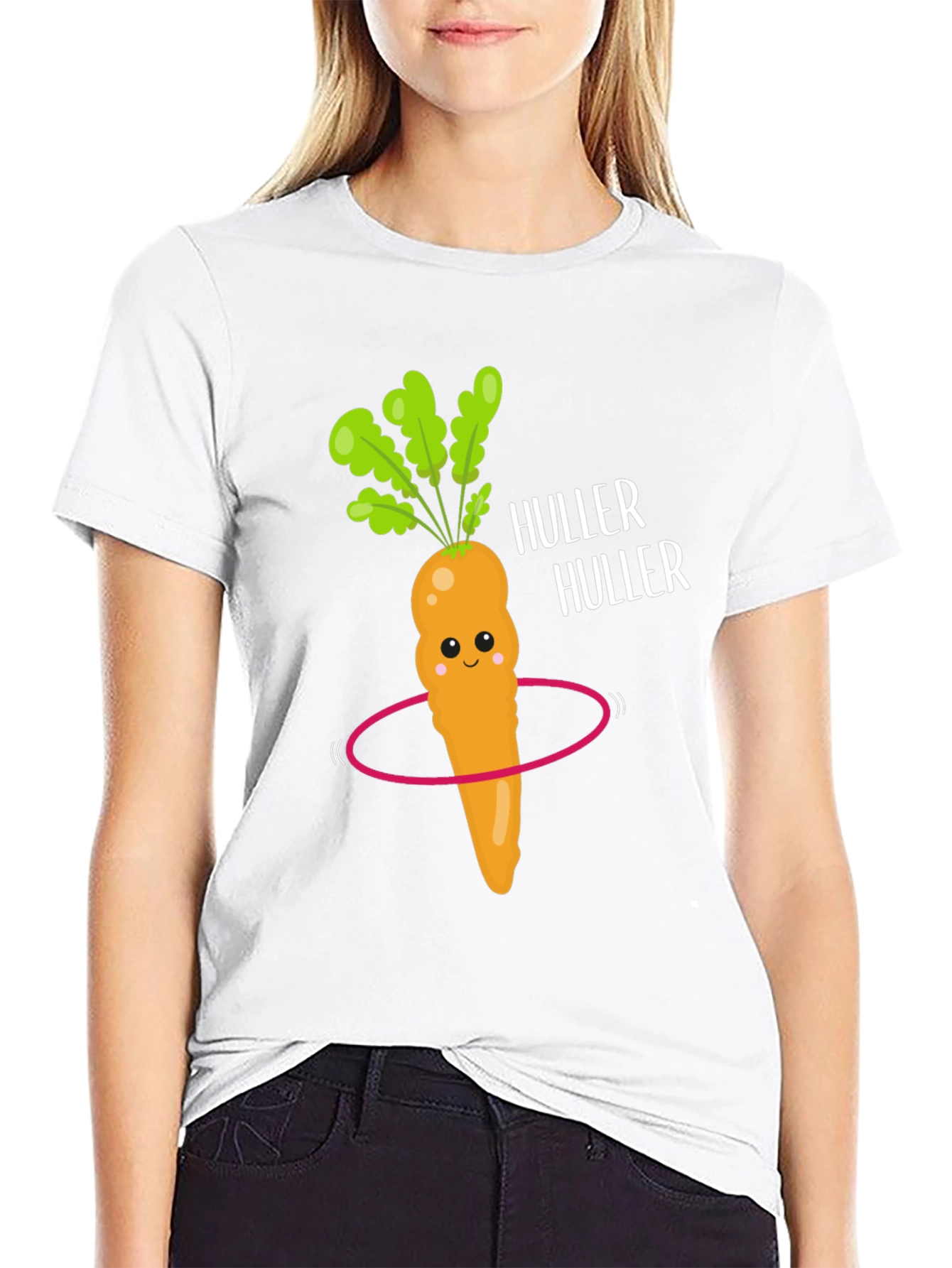 Funny Carrot Hula Hooping Graphic Tee - Black