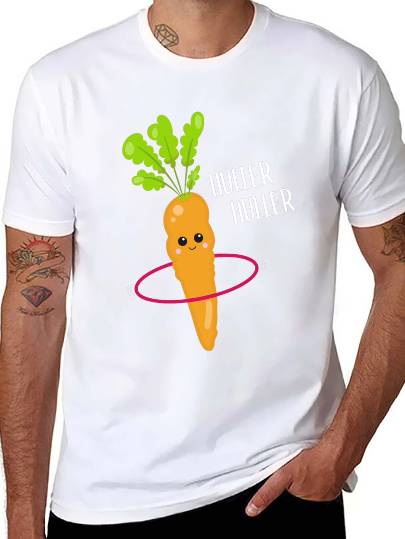 Funny Carrot Hula Hooping Graphic Tee - Black