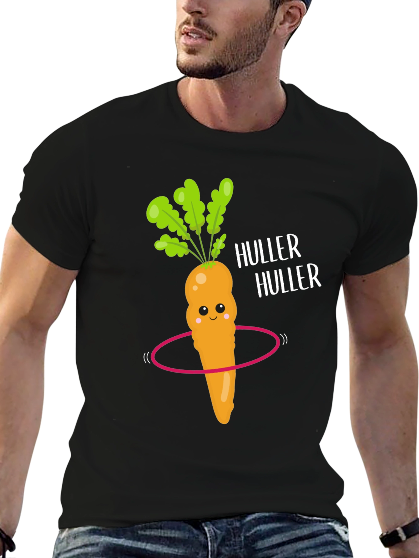 Funny Carrot Hula Hooping Graphic Tee - Black