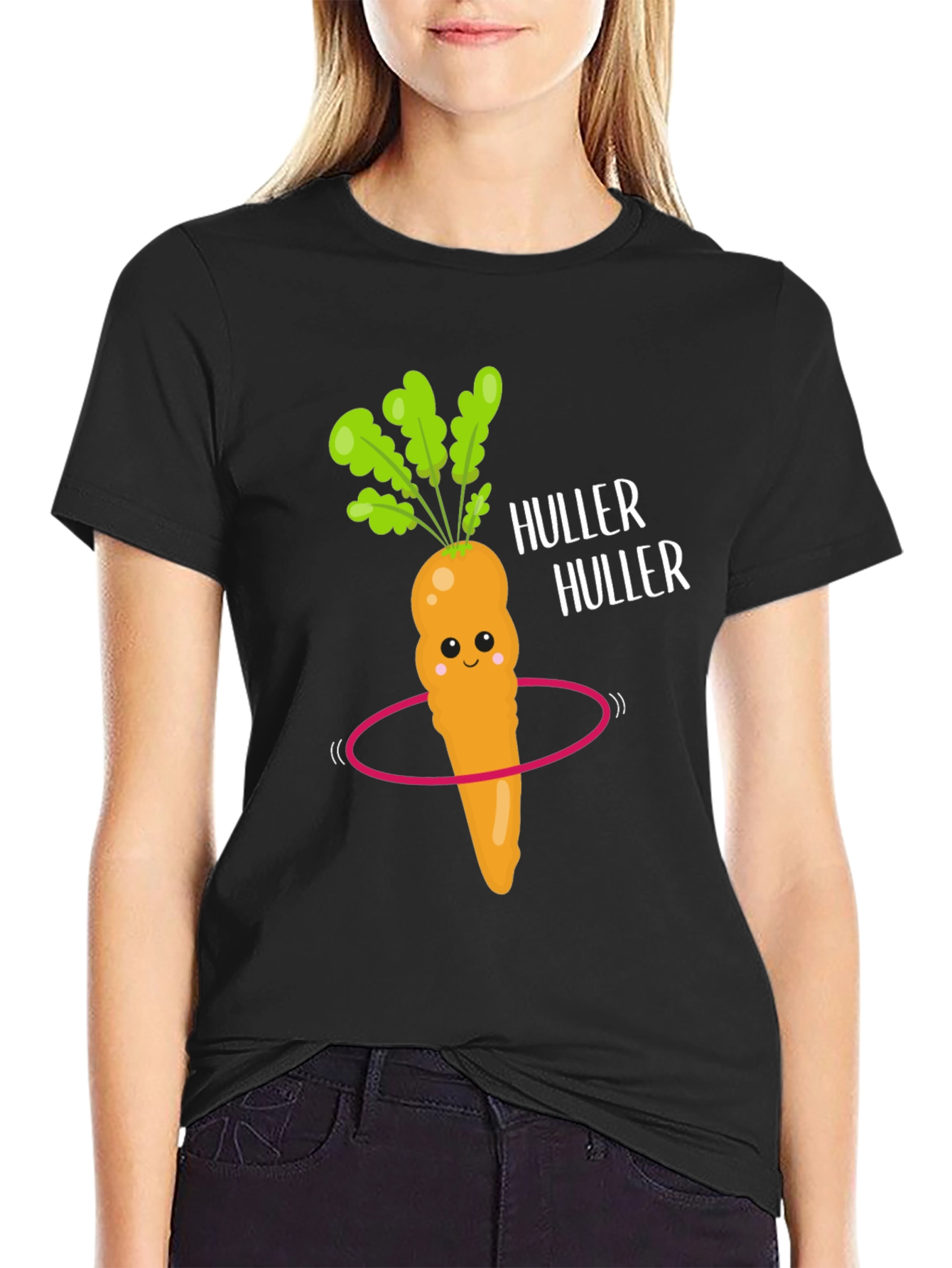 Funny Carrot Hula Hooping Graphic Tee - Black
