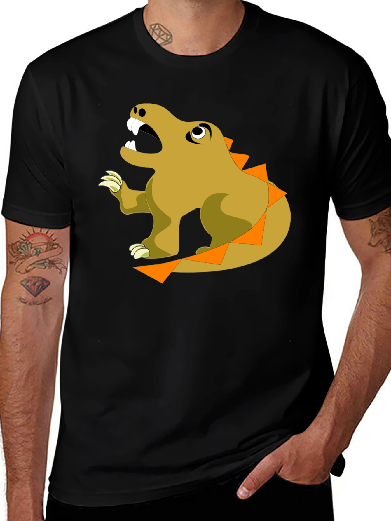 Cartoon Dinosaur Graphic T-Shirt