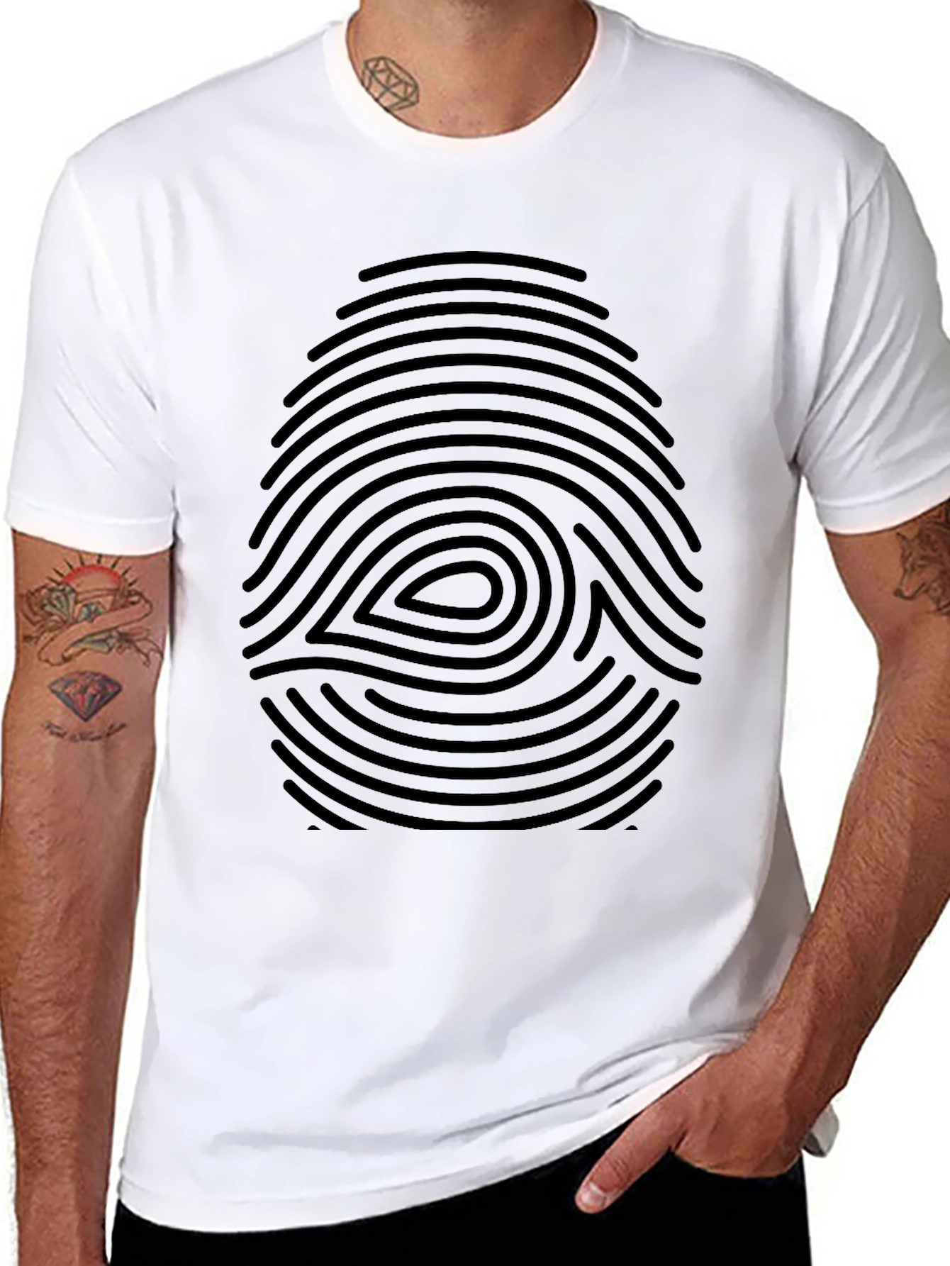Black Fingerprint Eye Graphic T-Shirt