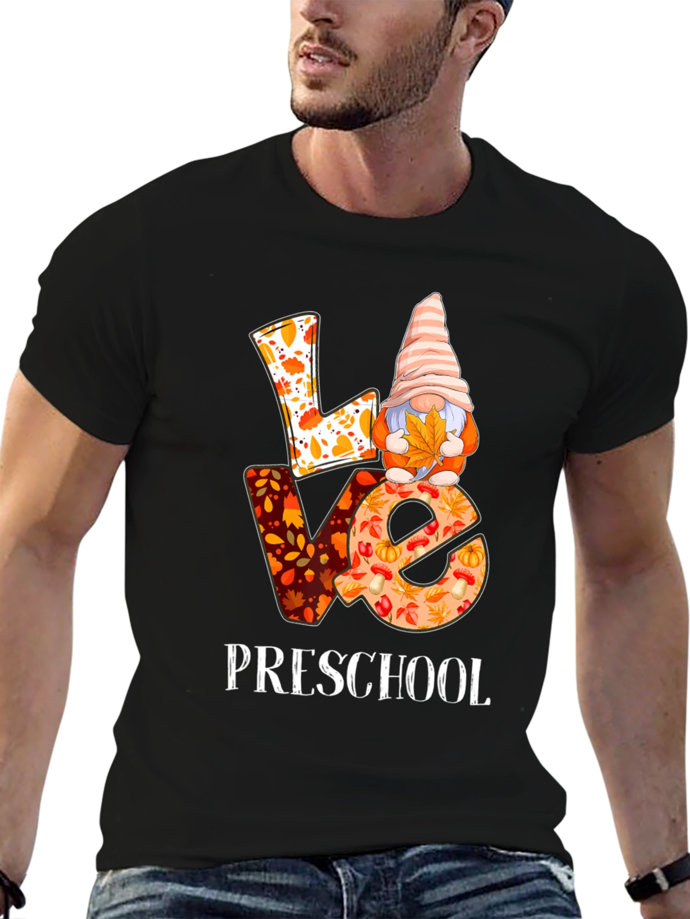 Fall Preschool Teacher LOVE Gnome T-Shirt