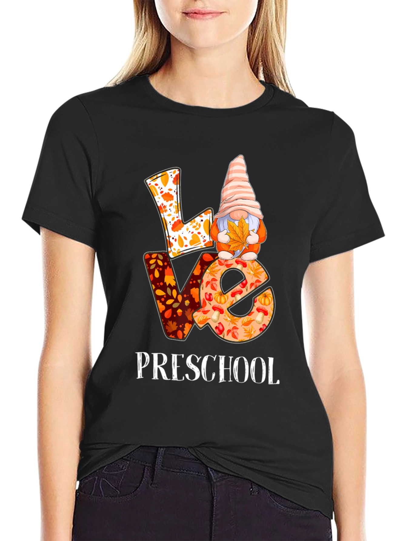 Fall Preschool Teacher LOVE Gnome T-Shirt