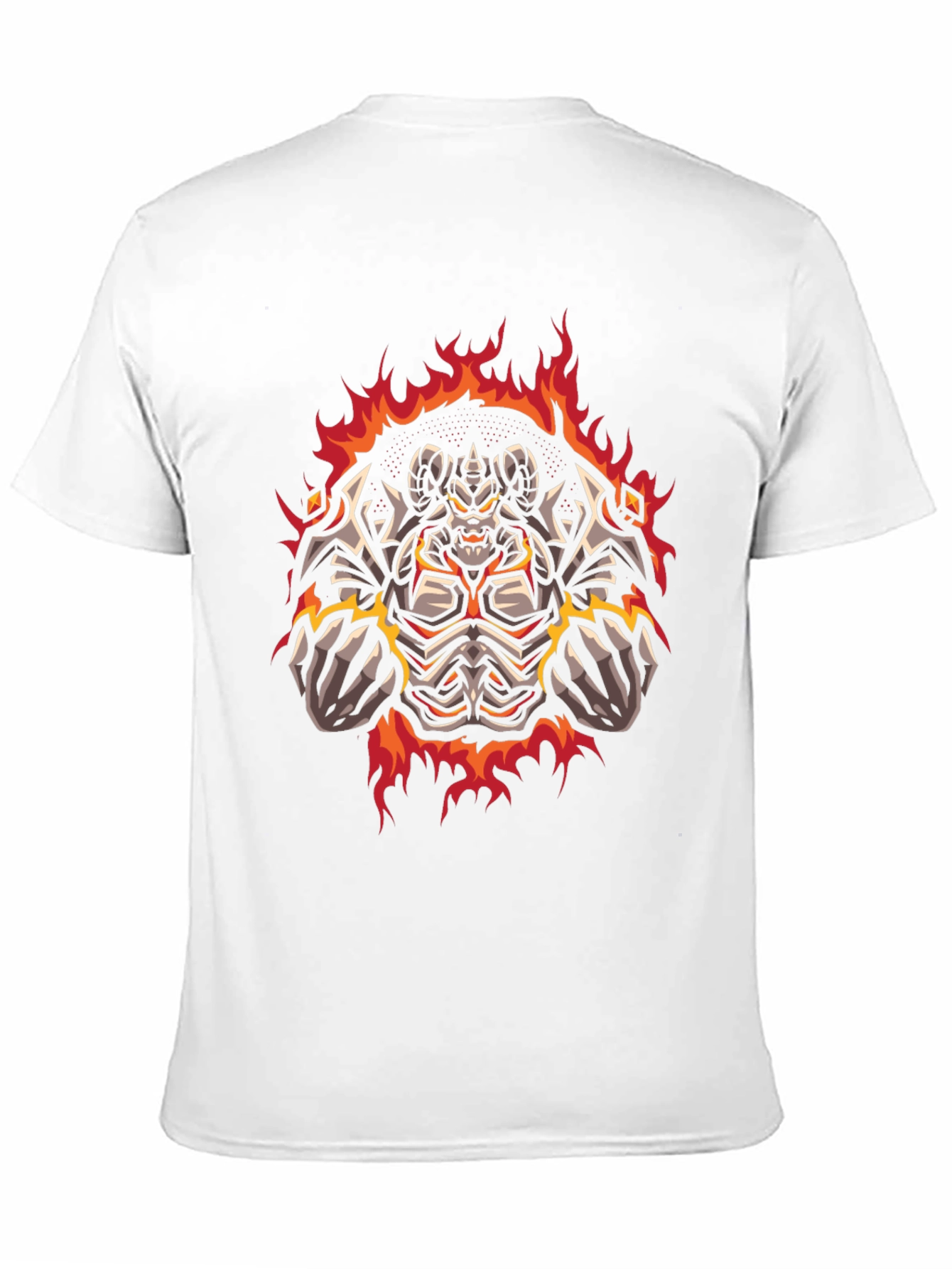 Fiery Demon Graphic Print Tee - Black Cotton T-Shirt