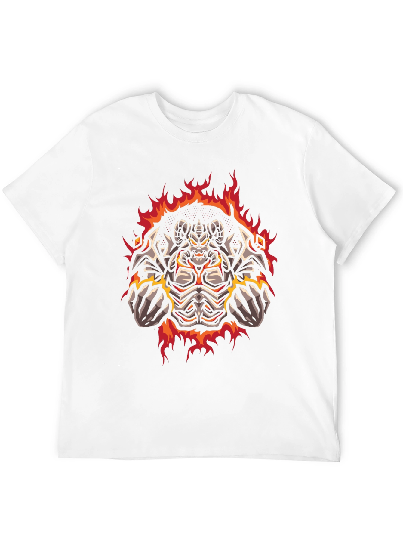 Fiery Demon Graphic Print Tee - Black Cotton T-Shirt