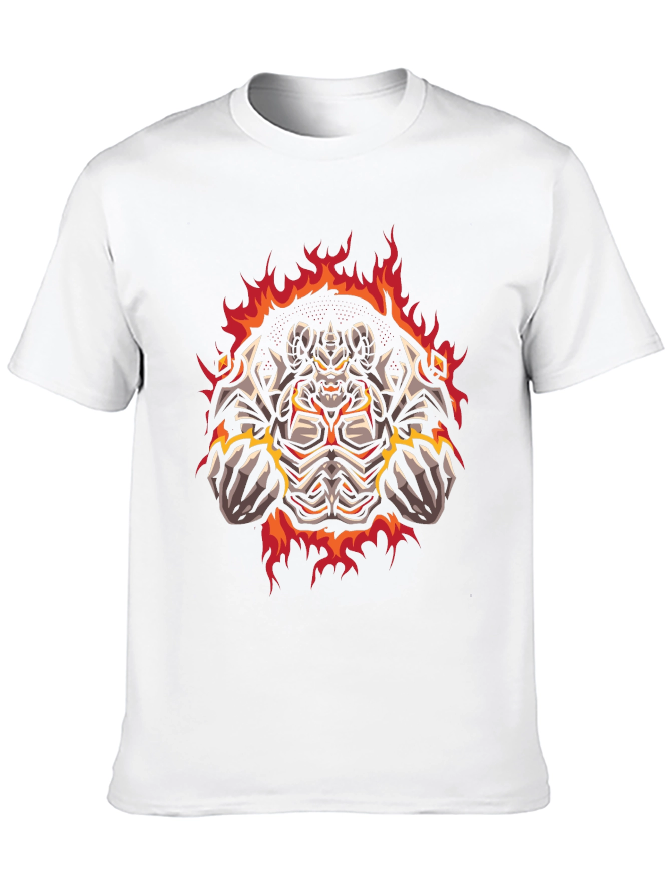 Fiery Demon Graphic Print Tee - Black Cotton T-Shirt