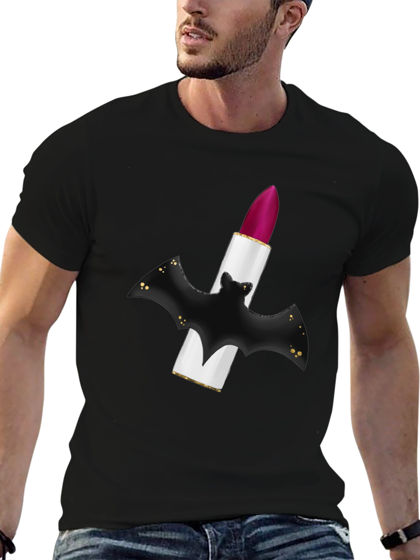 Bat Lipstick Graphic Tee - Unique Halloween Style