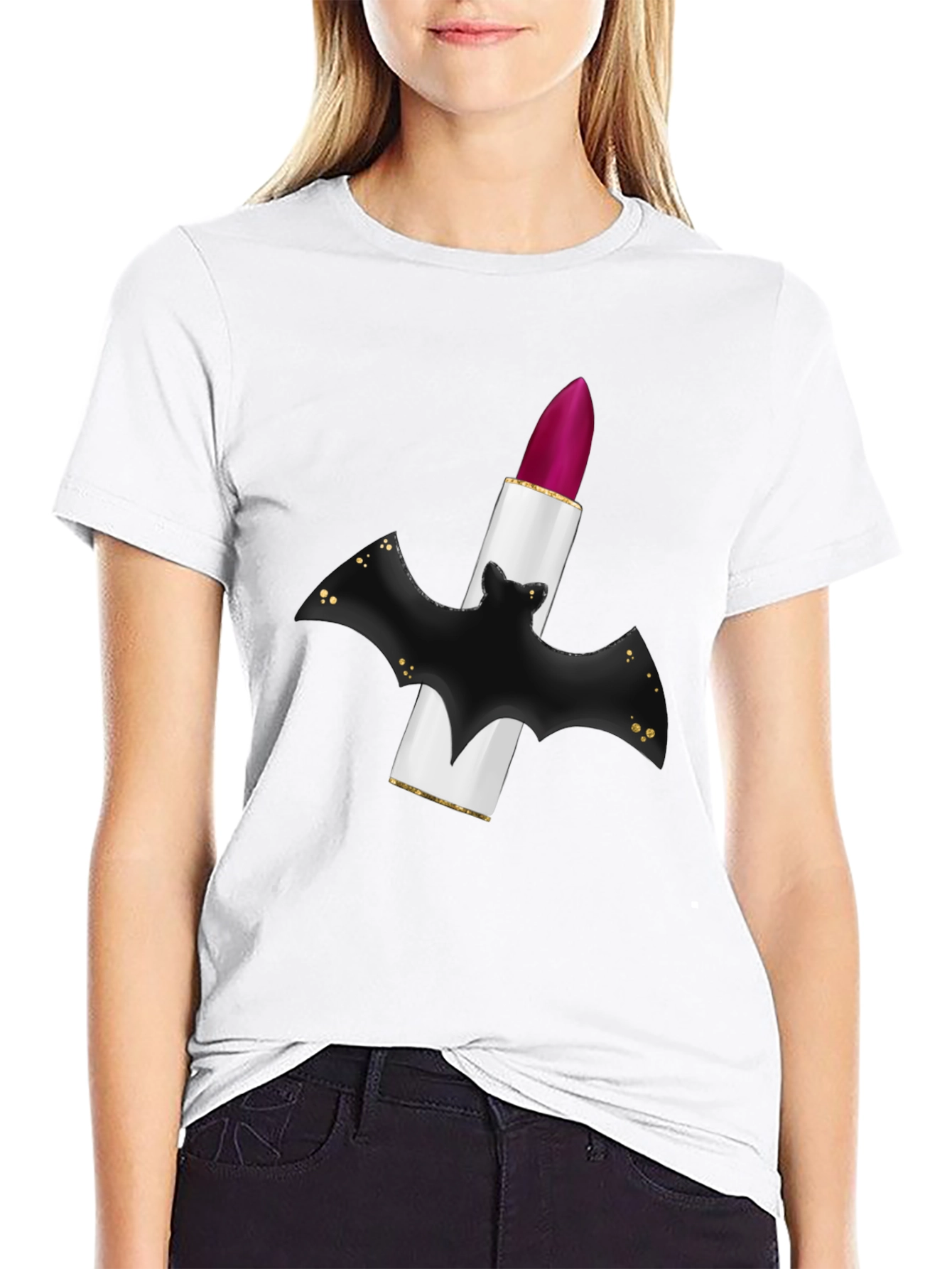 Bat Lipstick Graphic Tee - Unique Halloween Style