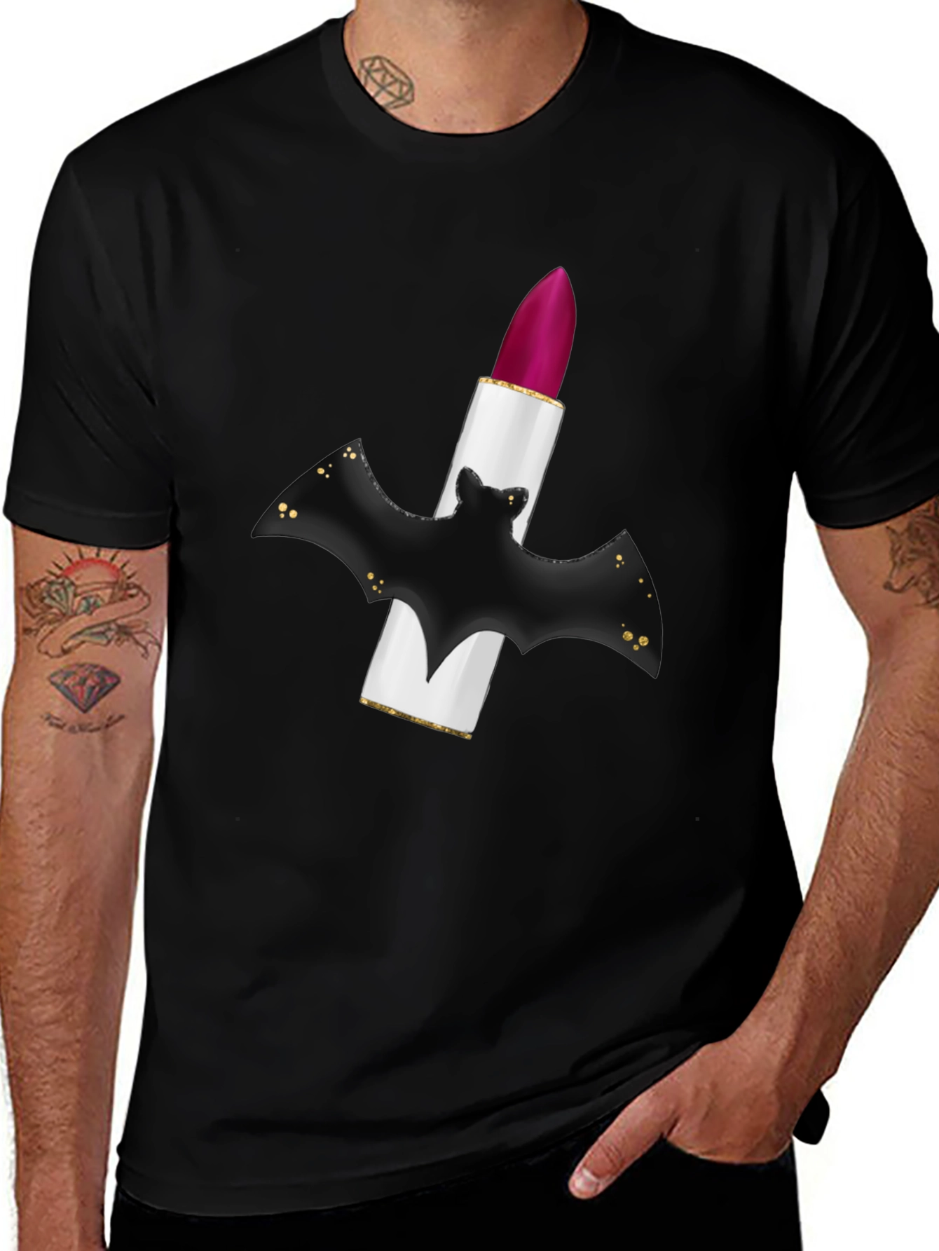 Bat Lipstick Graphic Tee - Unique Halloween Style