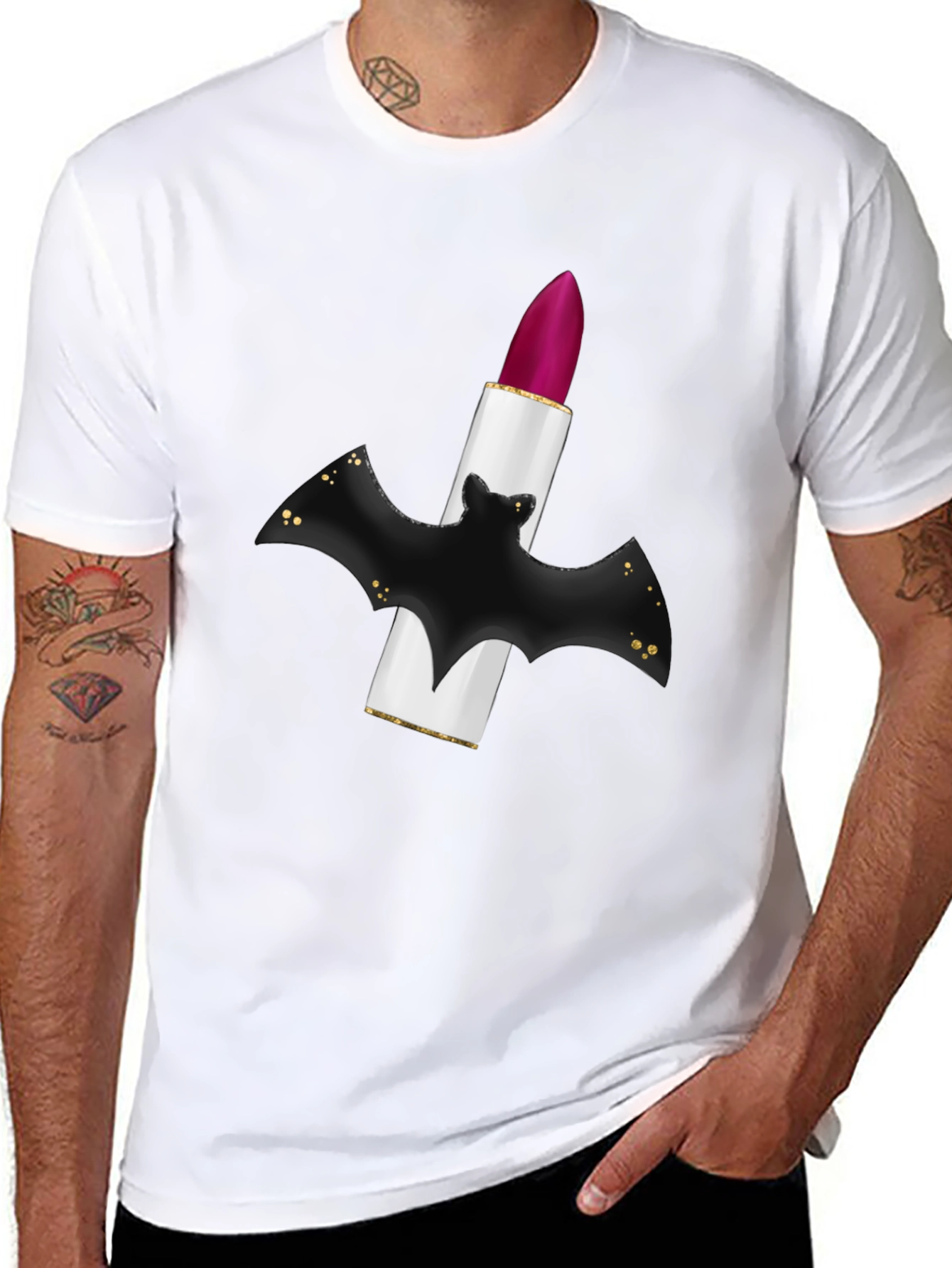 Bat Lipstick Graphic Tee - Unique Halloween Style