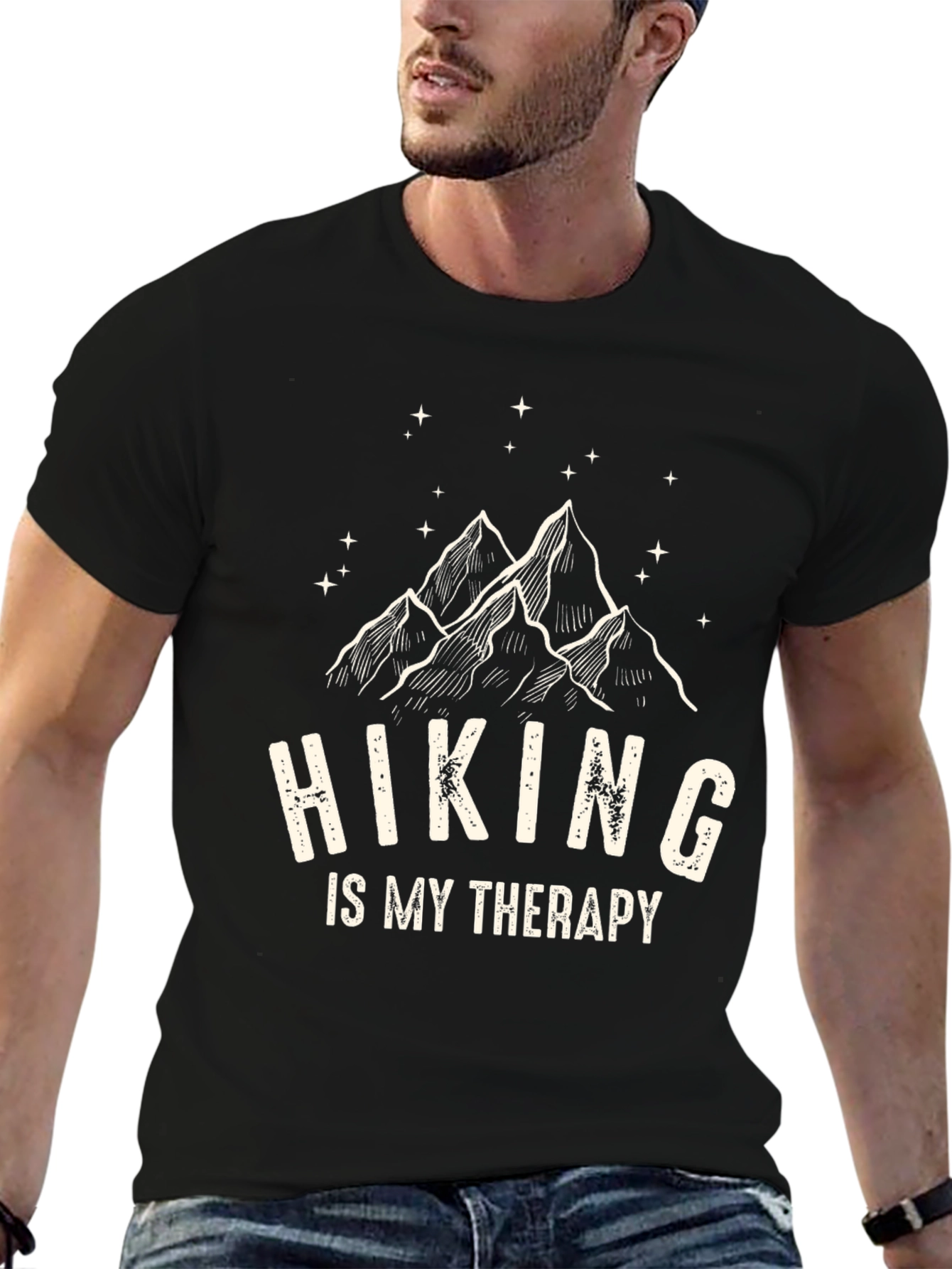 Hiking is My Therapy Black T-Shirt