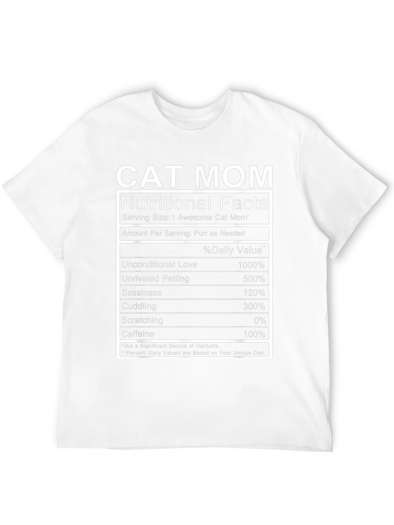 Cat Mom Nutritional Facts Funny T-Shirt