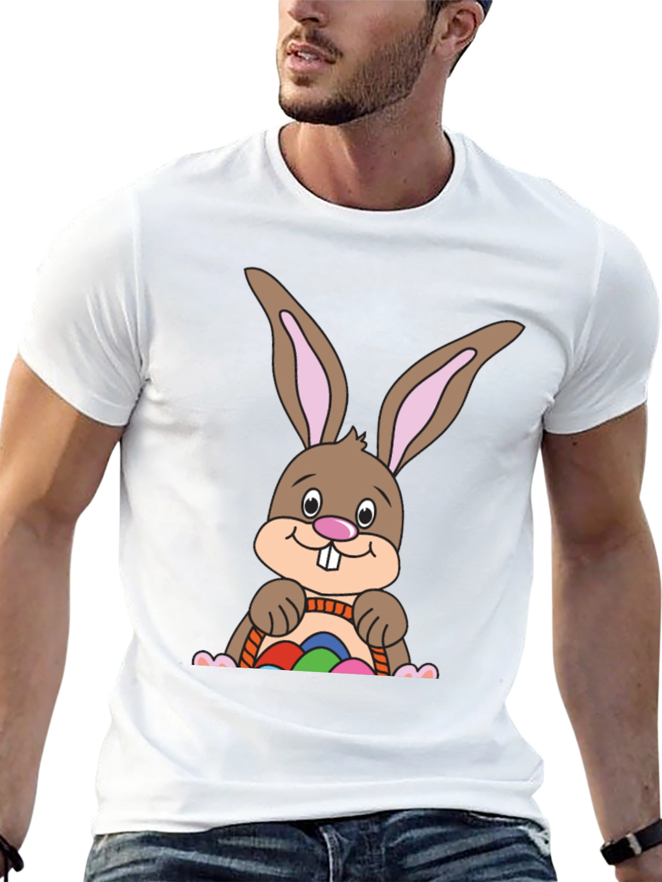 Cute Easter Bunny Holding Basket T-Shirt