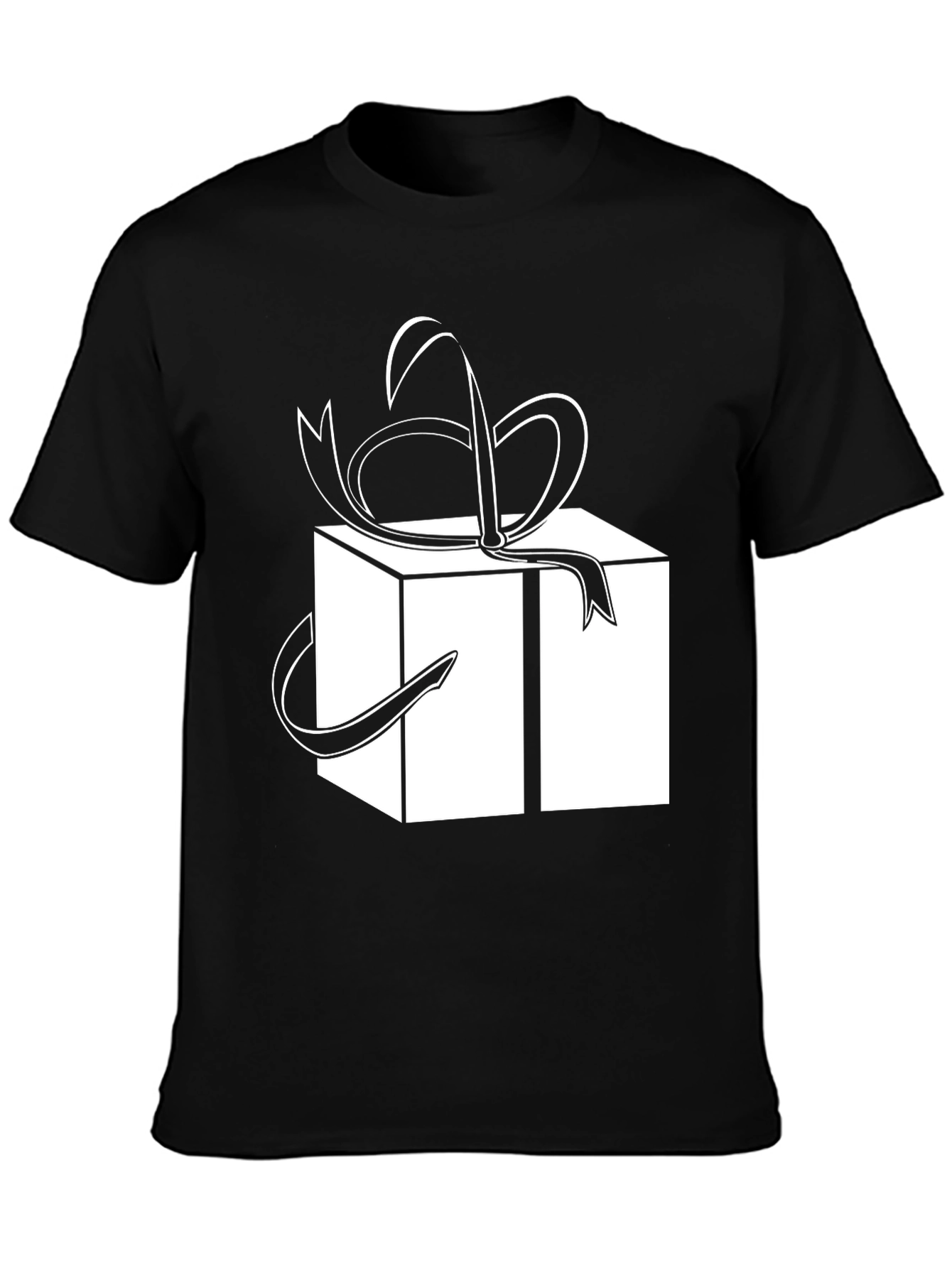 Gift Box Graphic Tee - Black Cotton T-Shirt