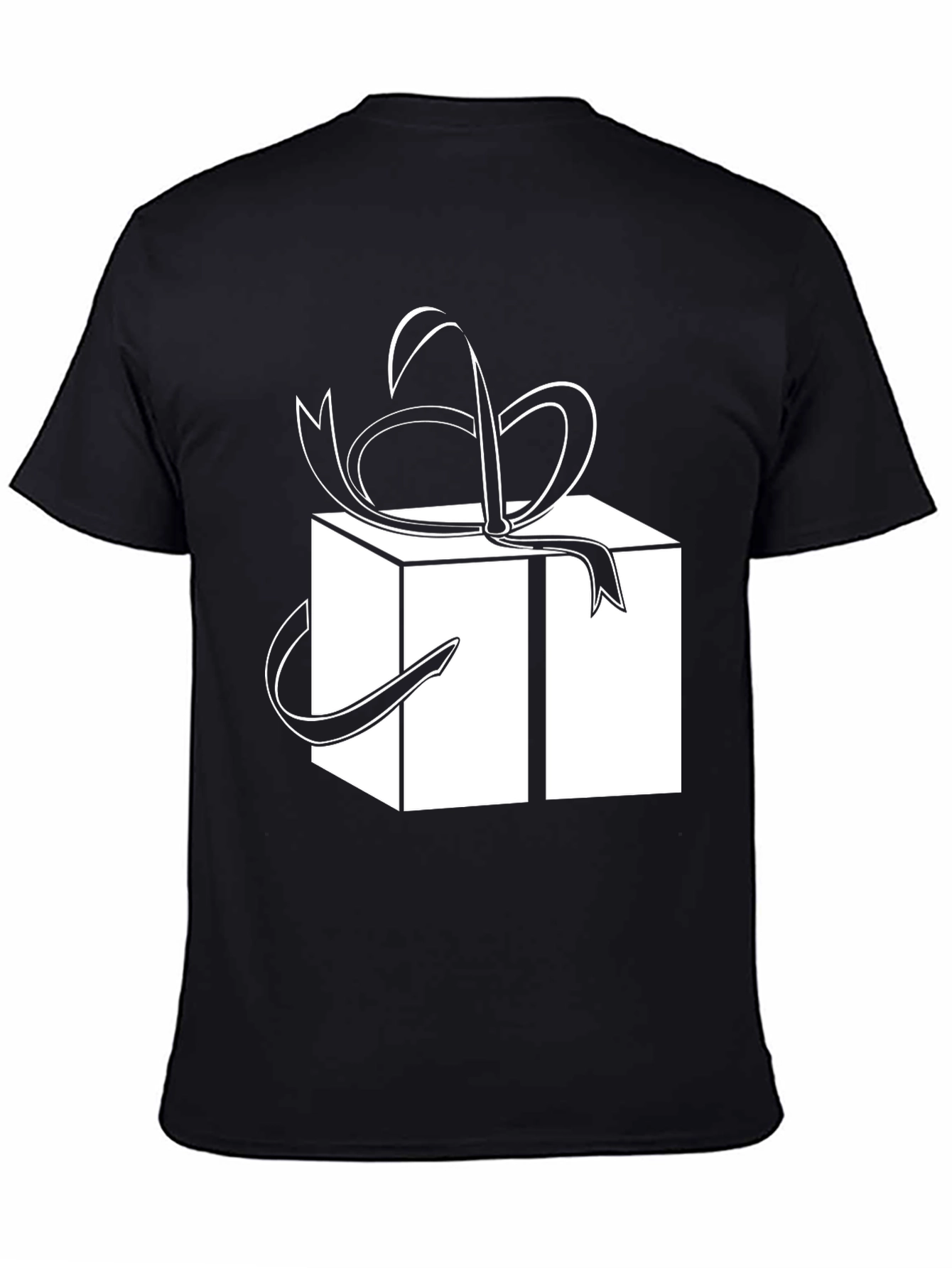 Gift Box Graphic Tee - Black Cotton T-Shirt